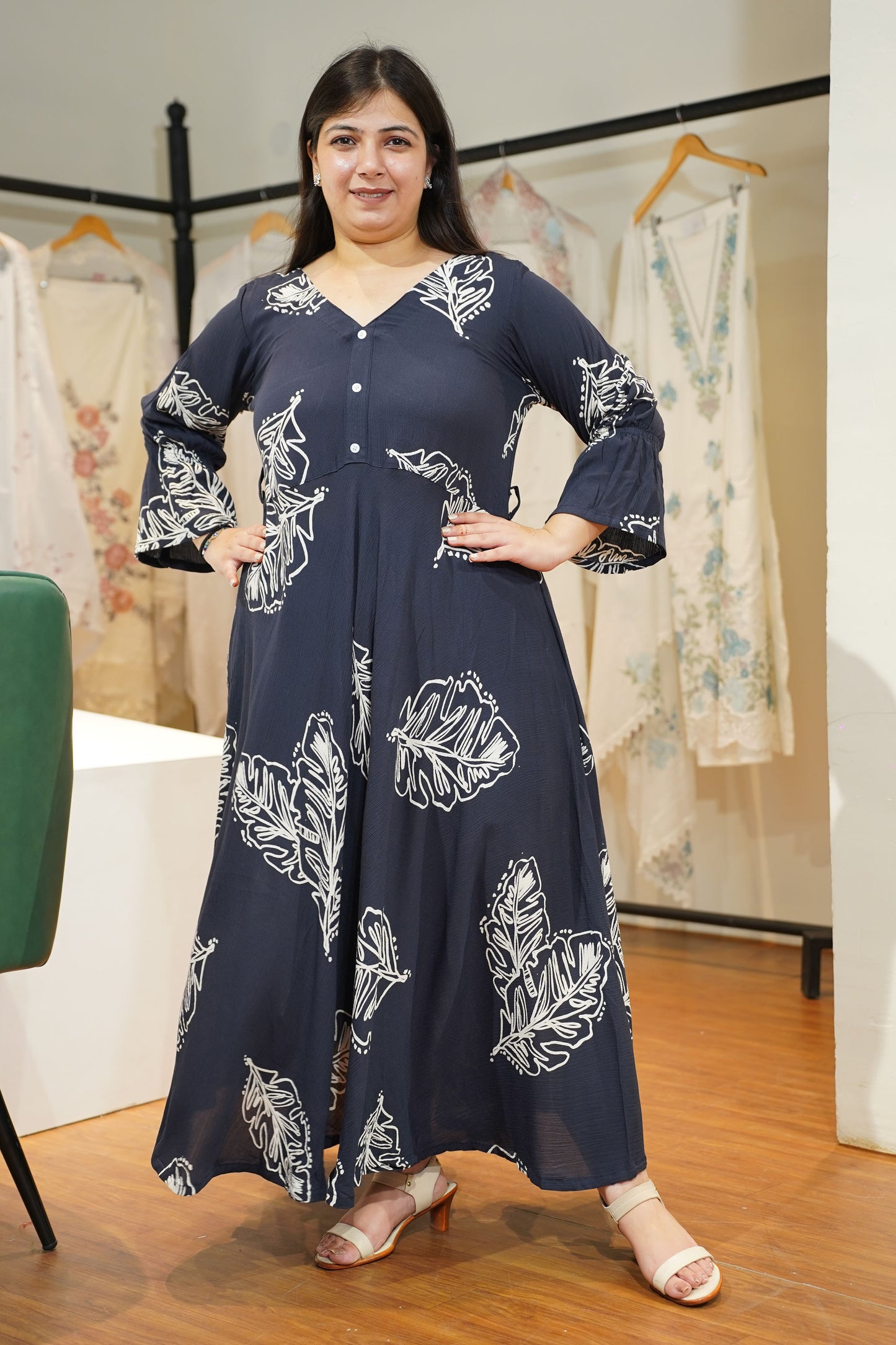 Midnight Breeze Flared Maxi Dress