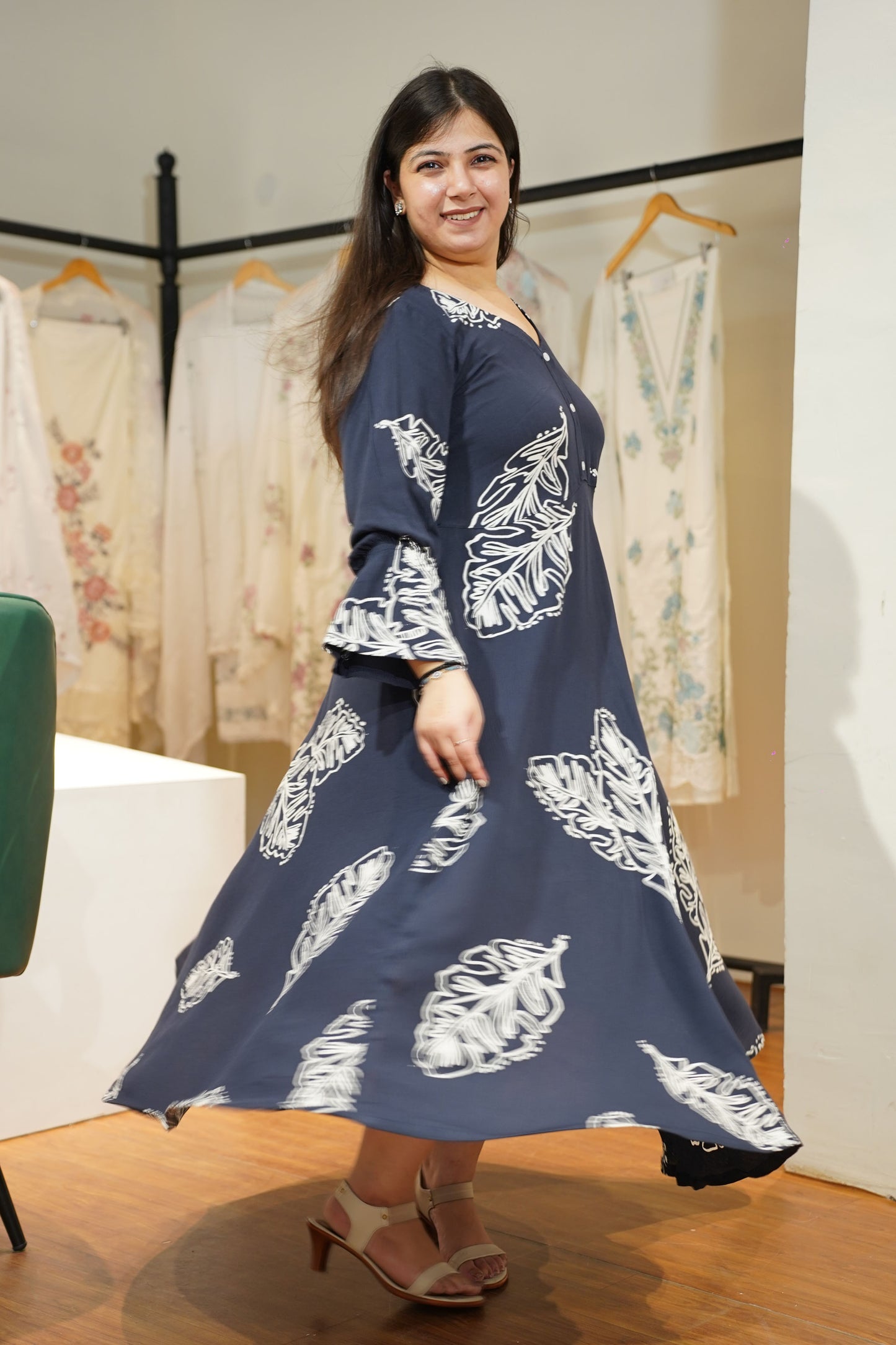 Midnight Breeze Flared Maxi Dress