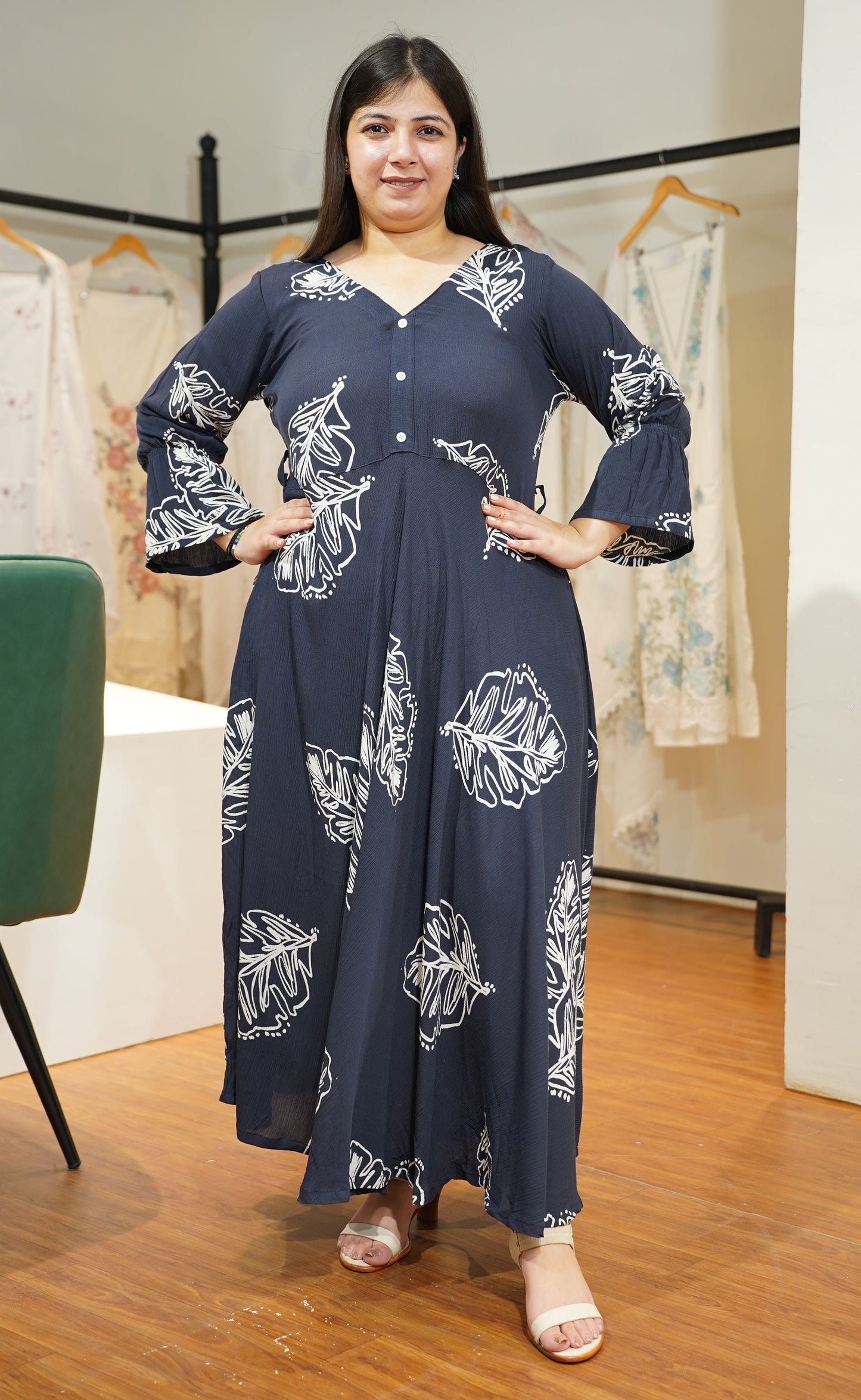 Midnight Breeze Flared Maxi Dress