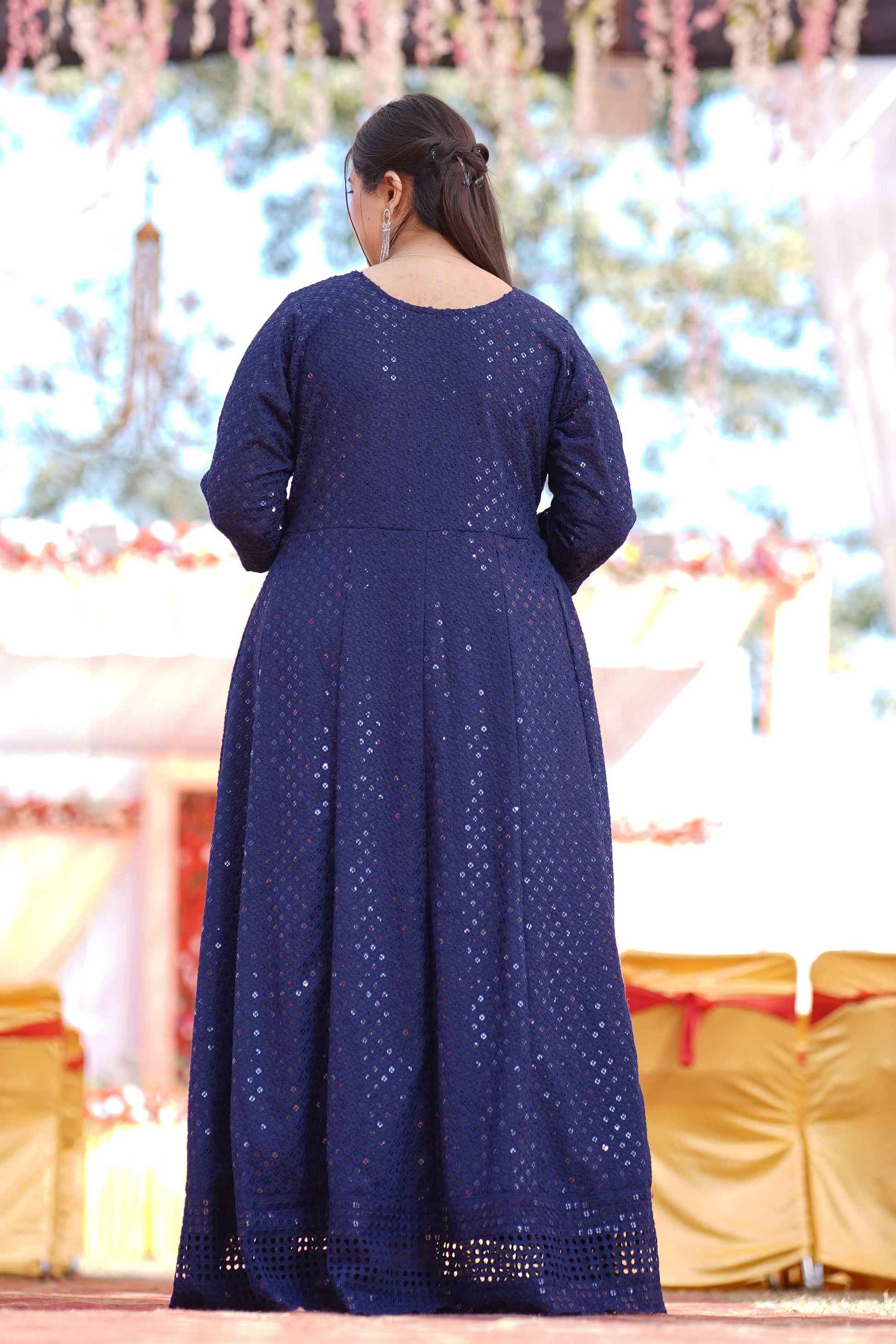 Buy Plus Size Gleaming Blue Sequined Fancy Dress | Apella - The XS to 10XL Store Buy Plus Size Gleaming Blue Sequined Fancy Dress | Apella - The XS to 10XL Store
