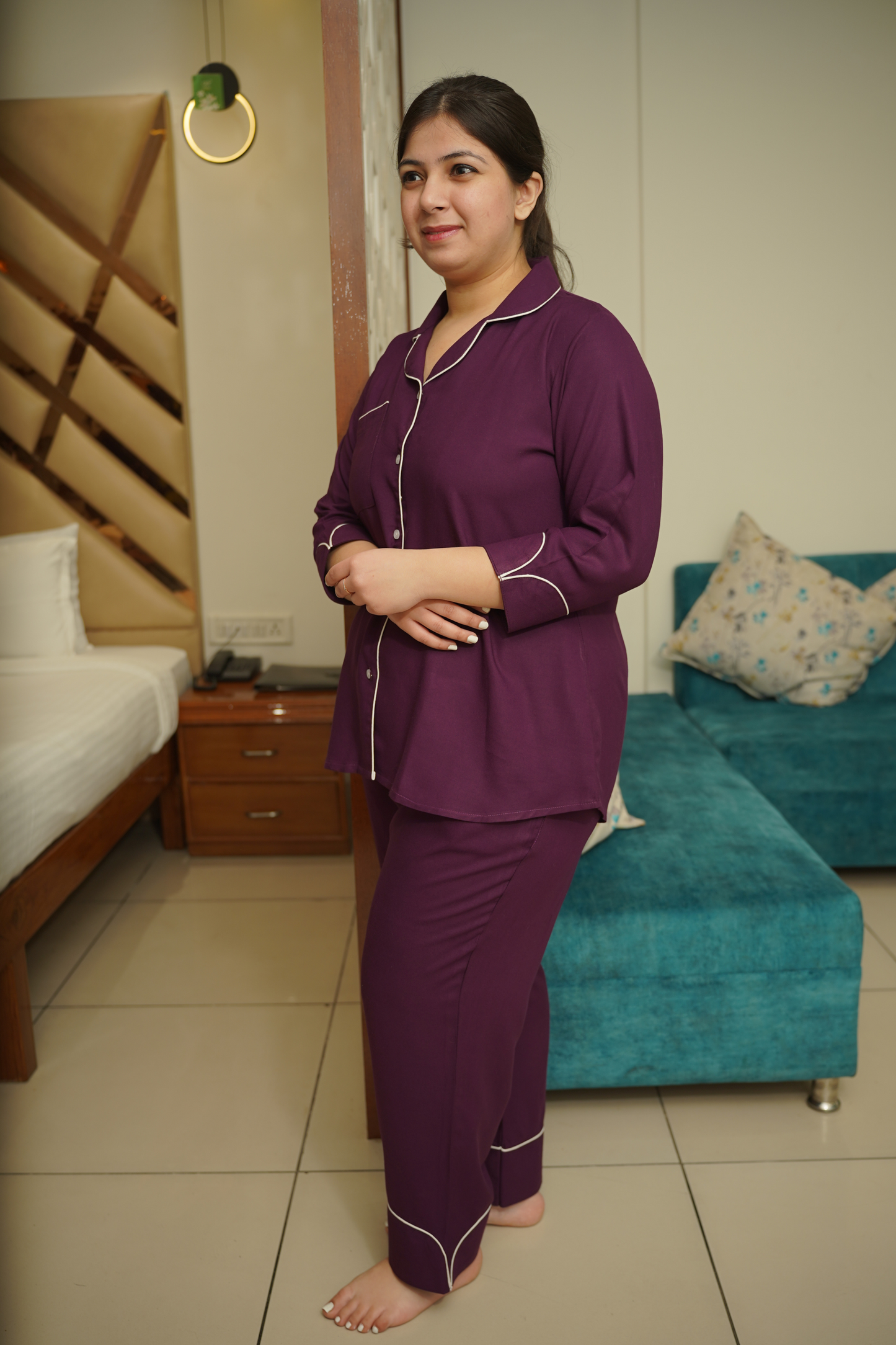 Midnight Orchid Rayon Night Suit
