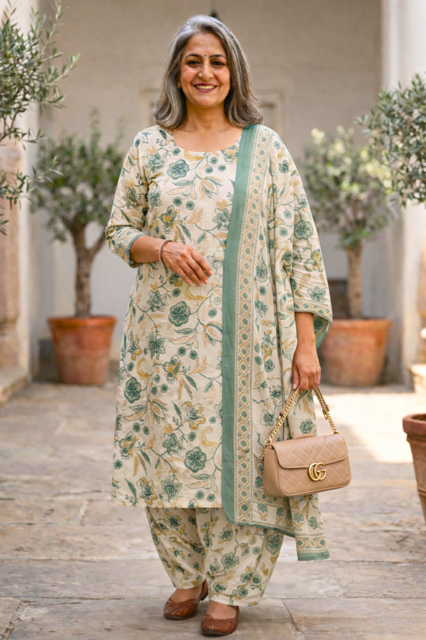 Willow Green Cotton Salwar Suit