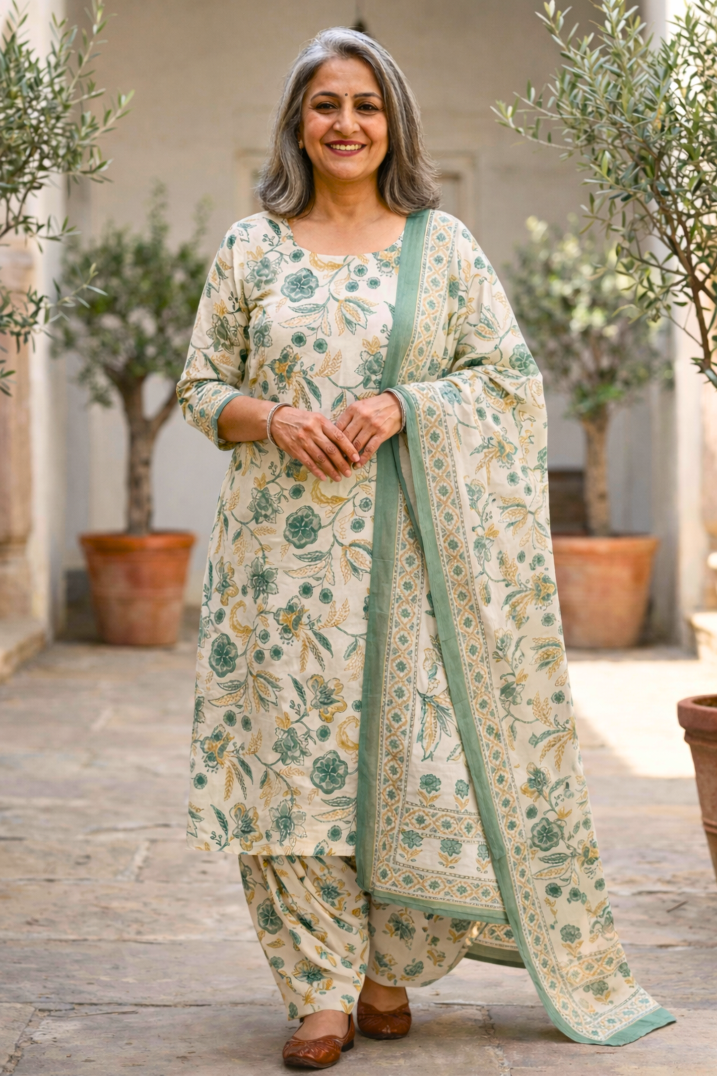 Willow Green Cotton Salwar Suit