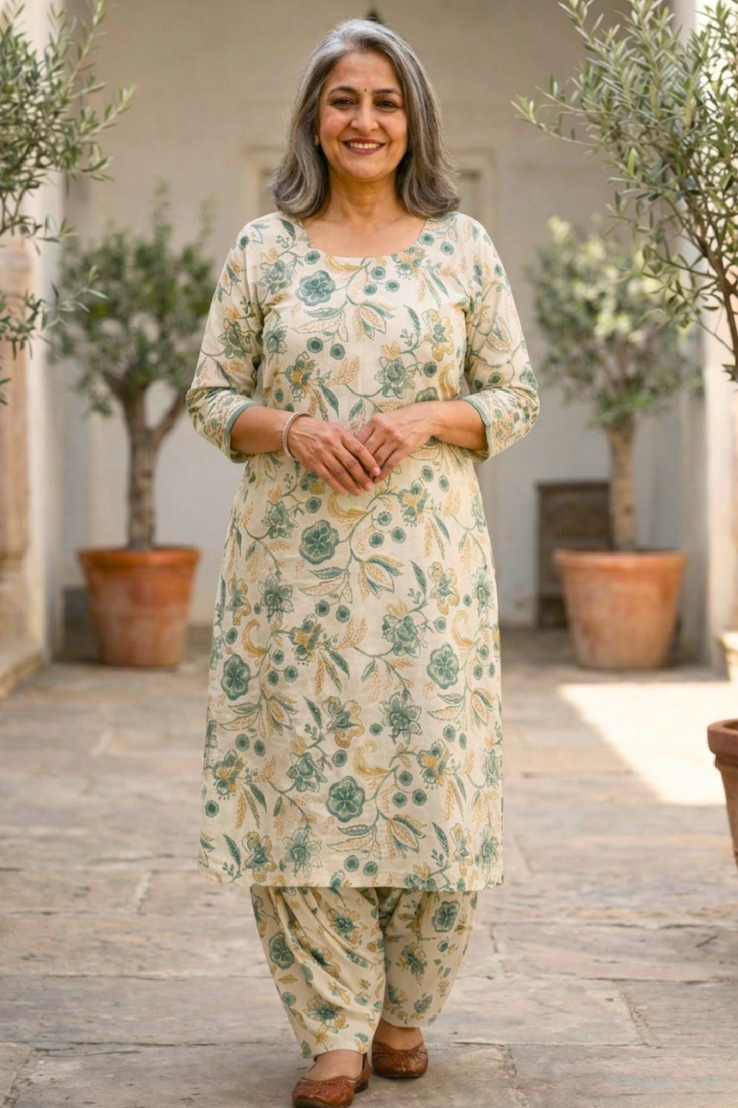 Willow Green Cotton Salwar Suit