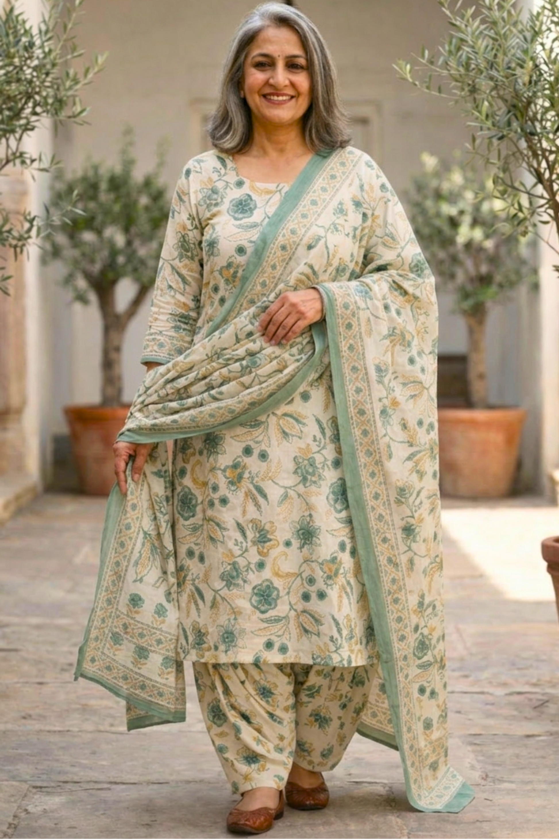 Willow Green Cotton Salwar Suit