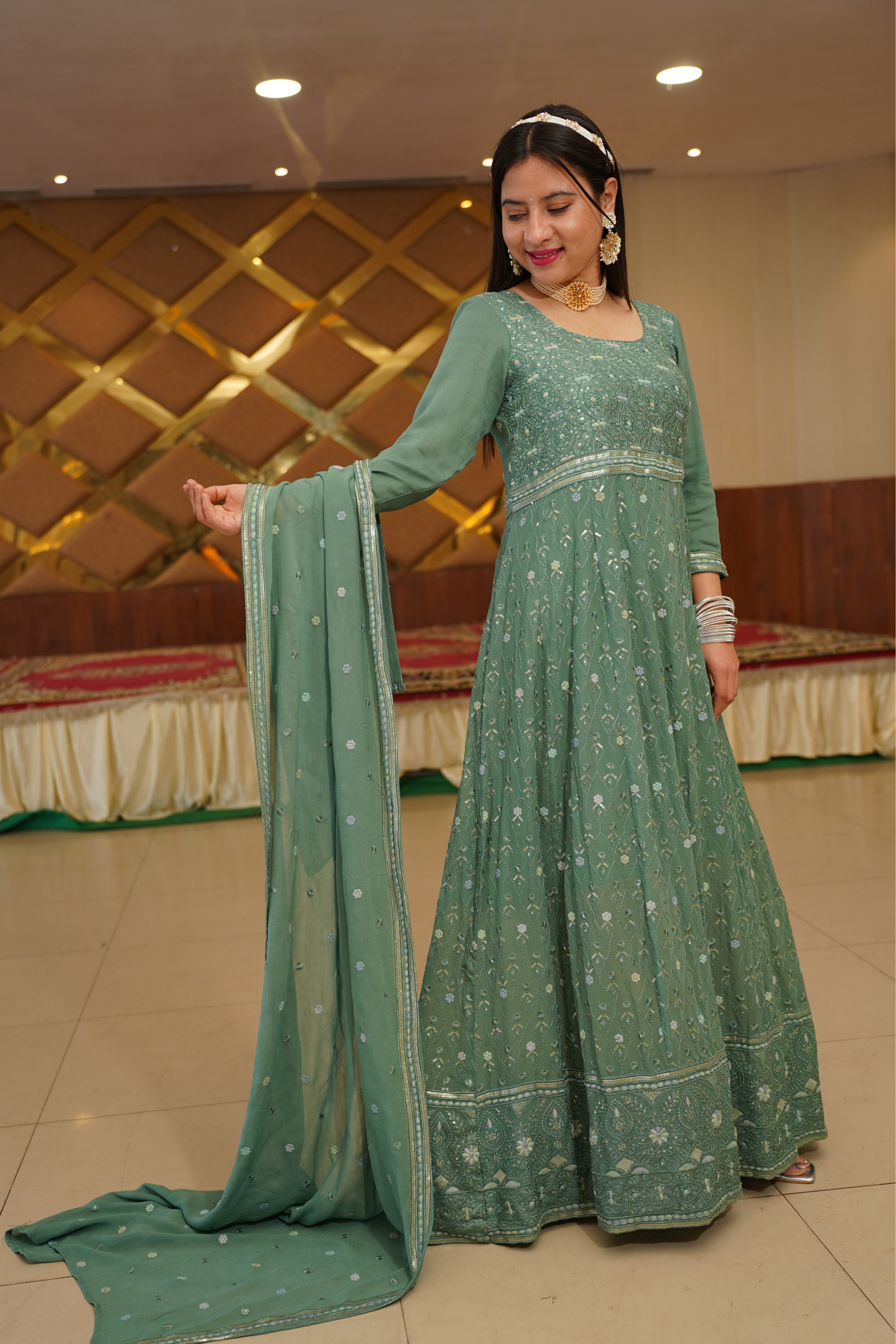 Buy Plus Size Misty Pistachio Georgette Dress with Dupatta | Apella - The XS to 10XL Store Buy Plus Size Misty Pistachio Georgette Dress with Dupatta | Apella - The XS to 10XL Store