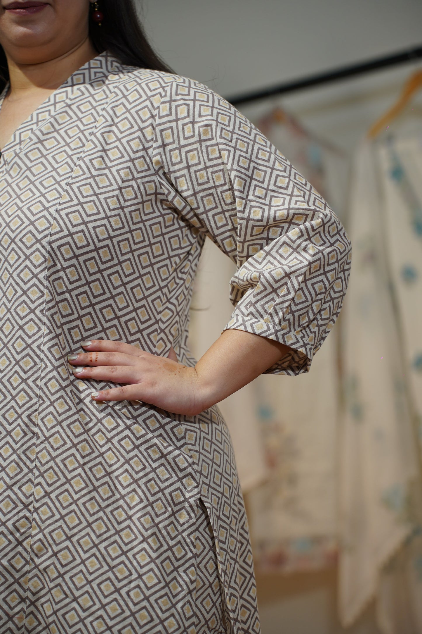 Mocha Twist Cotton A-line Suit Set