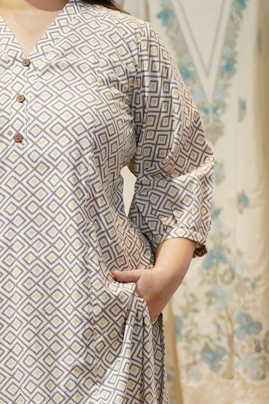 Mocha Twist Cotton A-line Suit Set