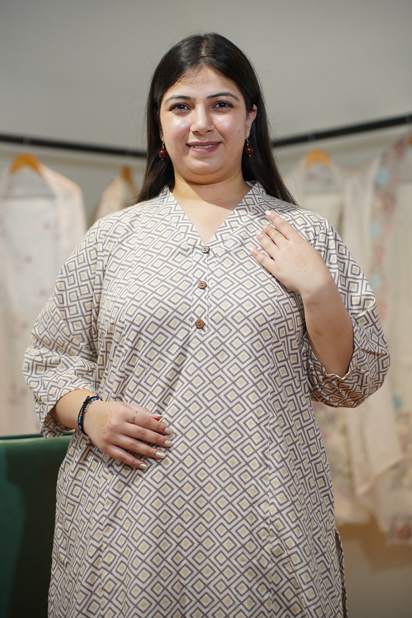 Mocha Twist Cotton A-line Suit Set