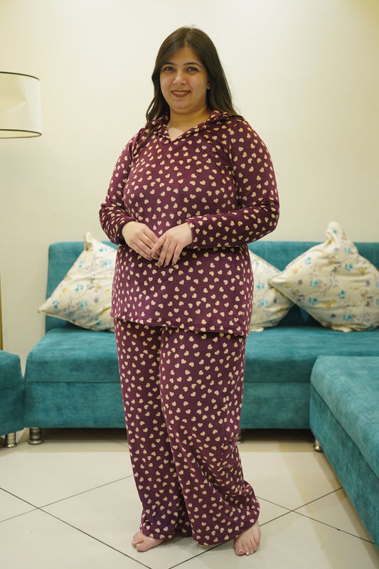 Mulberry Hearty Velvet Night Suit