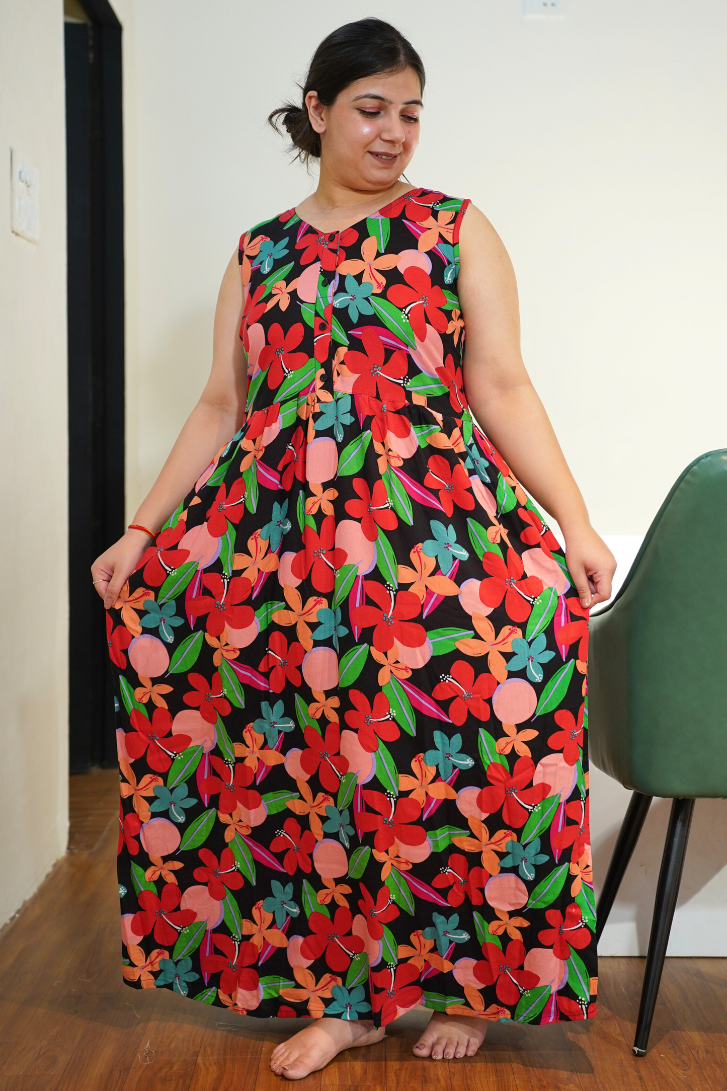 Floral Fiesta Rayon Night Gown