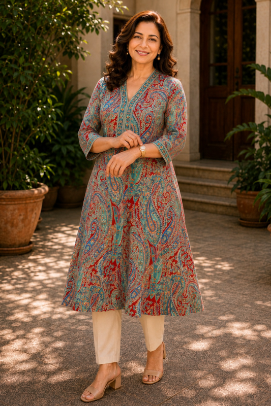 Naaz Paisley A-line Cotton Kali Kurta
