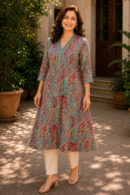 Naaz Paisley A-line Cotton Kali Kurta