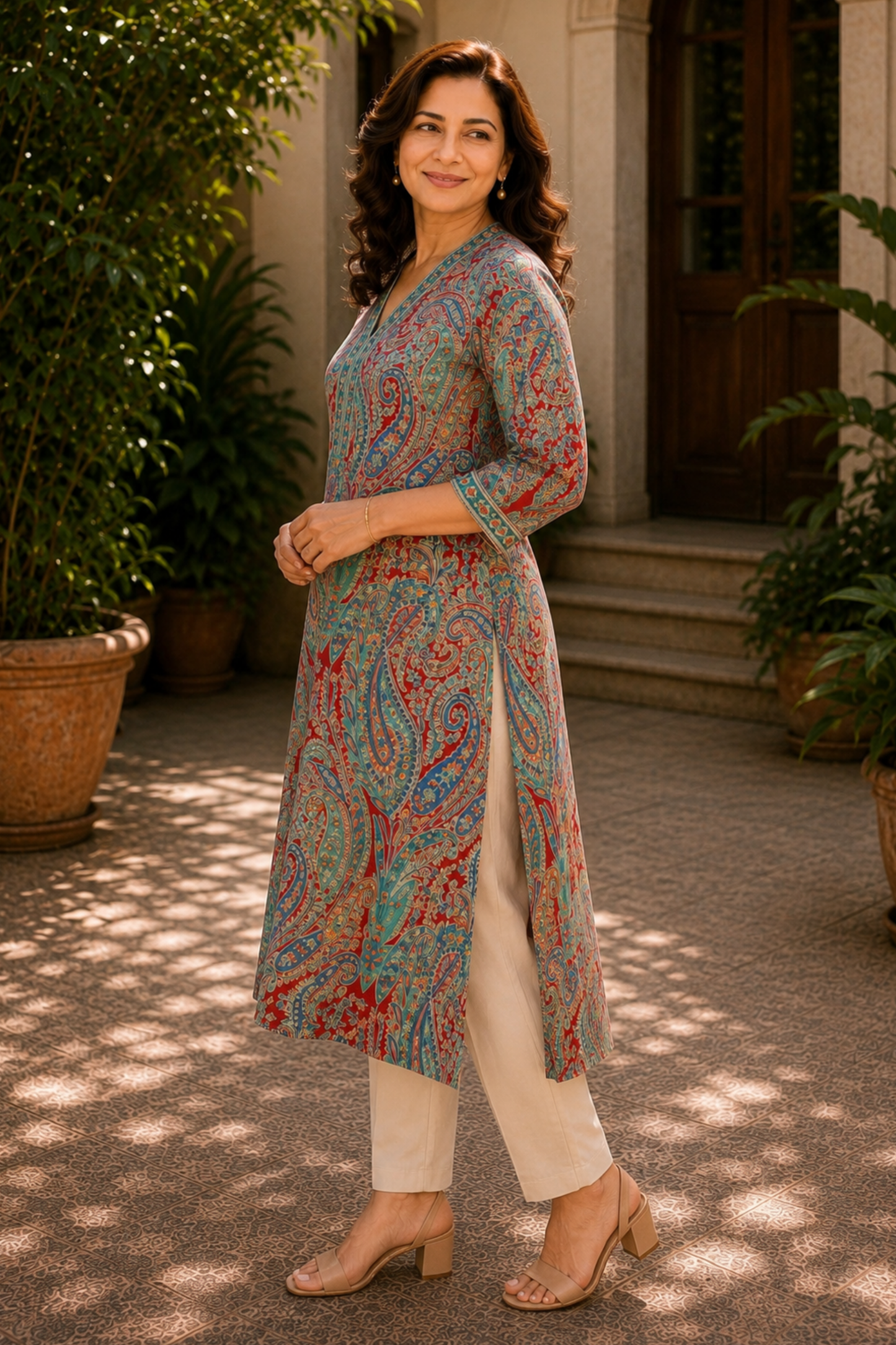 Naaz Paisley A-line Cotton Kali Kurta