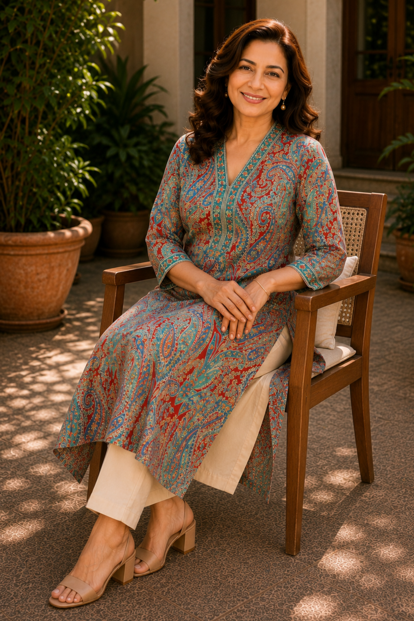 Naaz Paisley A-line Cotton Kali Kurta