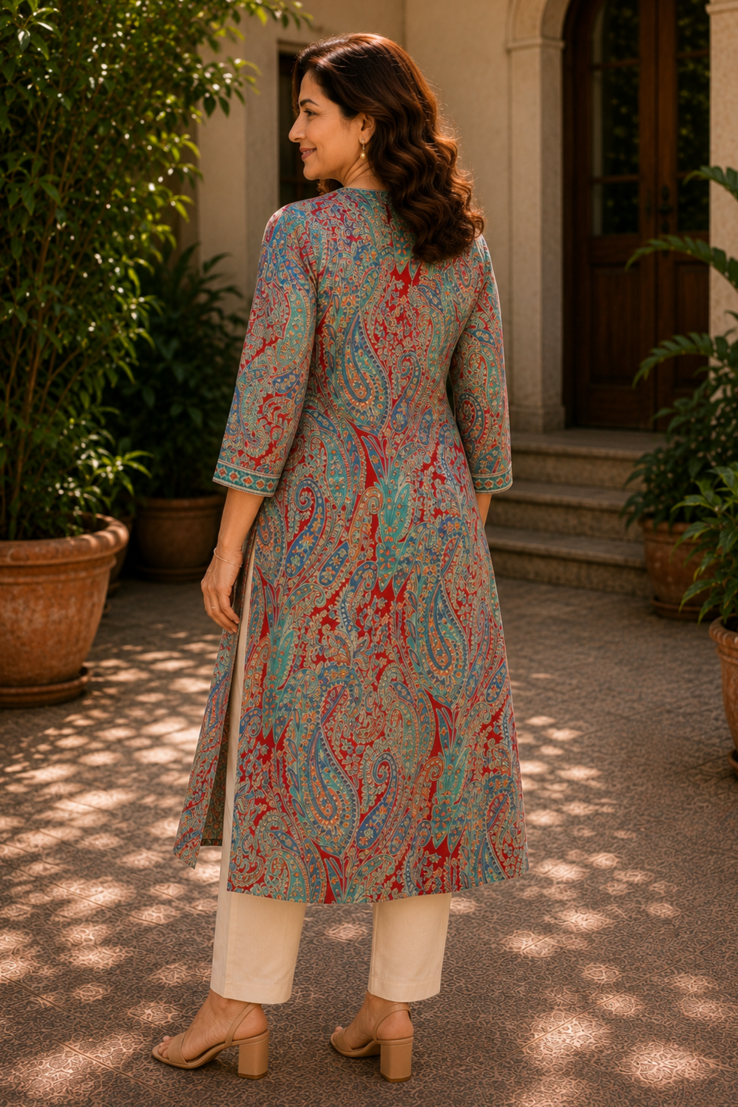 Naaz Paisley A-line Cotton Kali Kurta