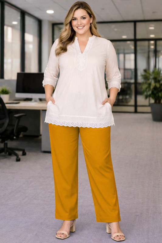 Mustard Anti Wrinkle Kurti Pants