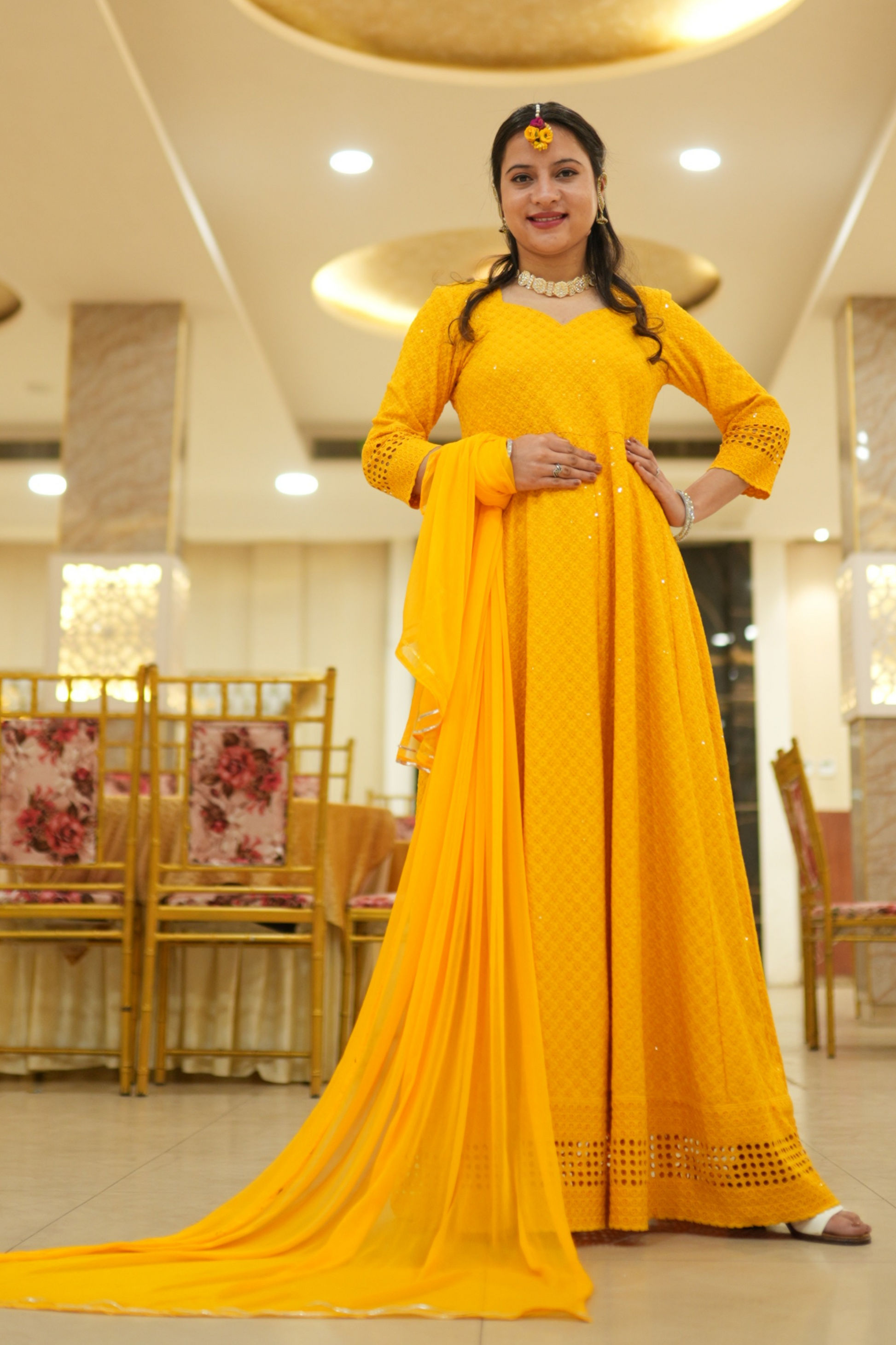 Buy Plus Size Mustard Gold Sequined Fancy Dress Apella The XS