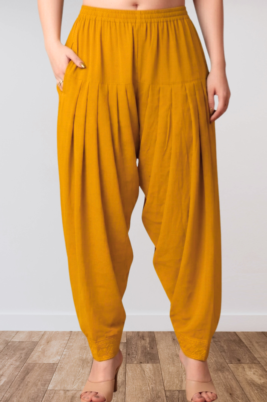 Mustard Anti Wrinkle Pleated Salwar