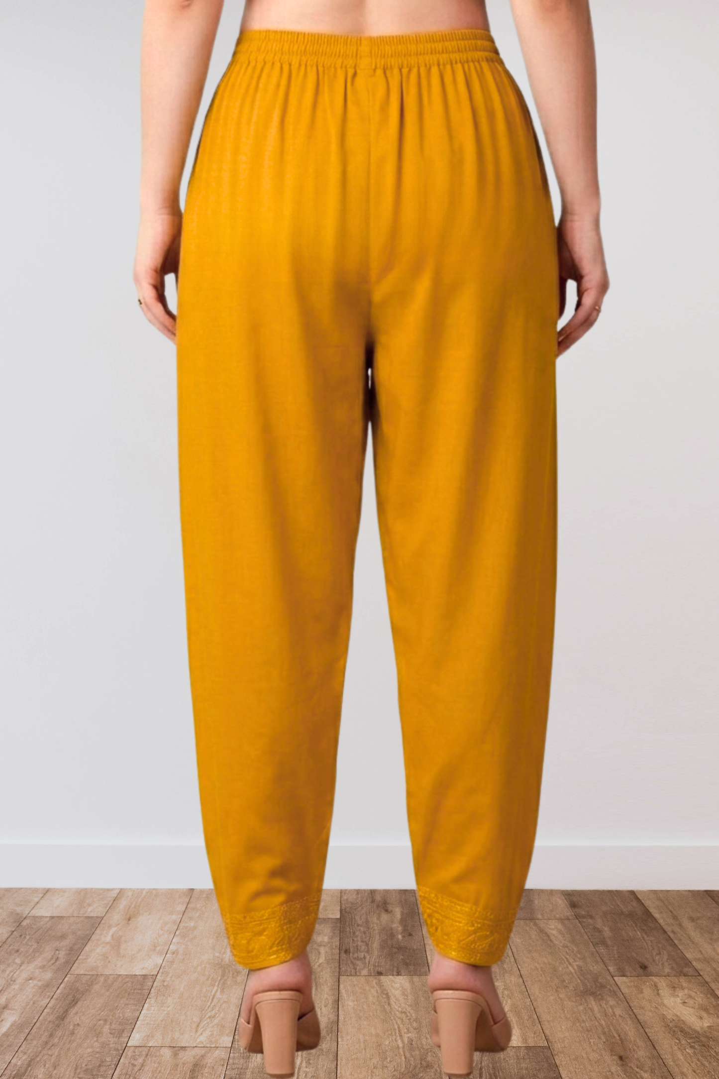Mustard Anti Wrinkle Pleated Salwar