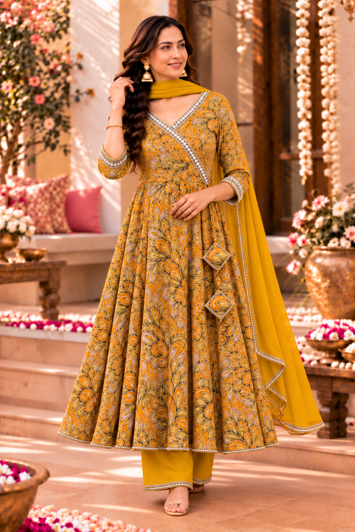 Gleamy Sunlit Chinon Anarkali Set