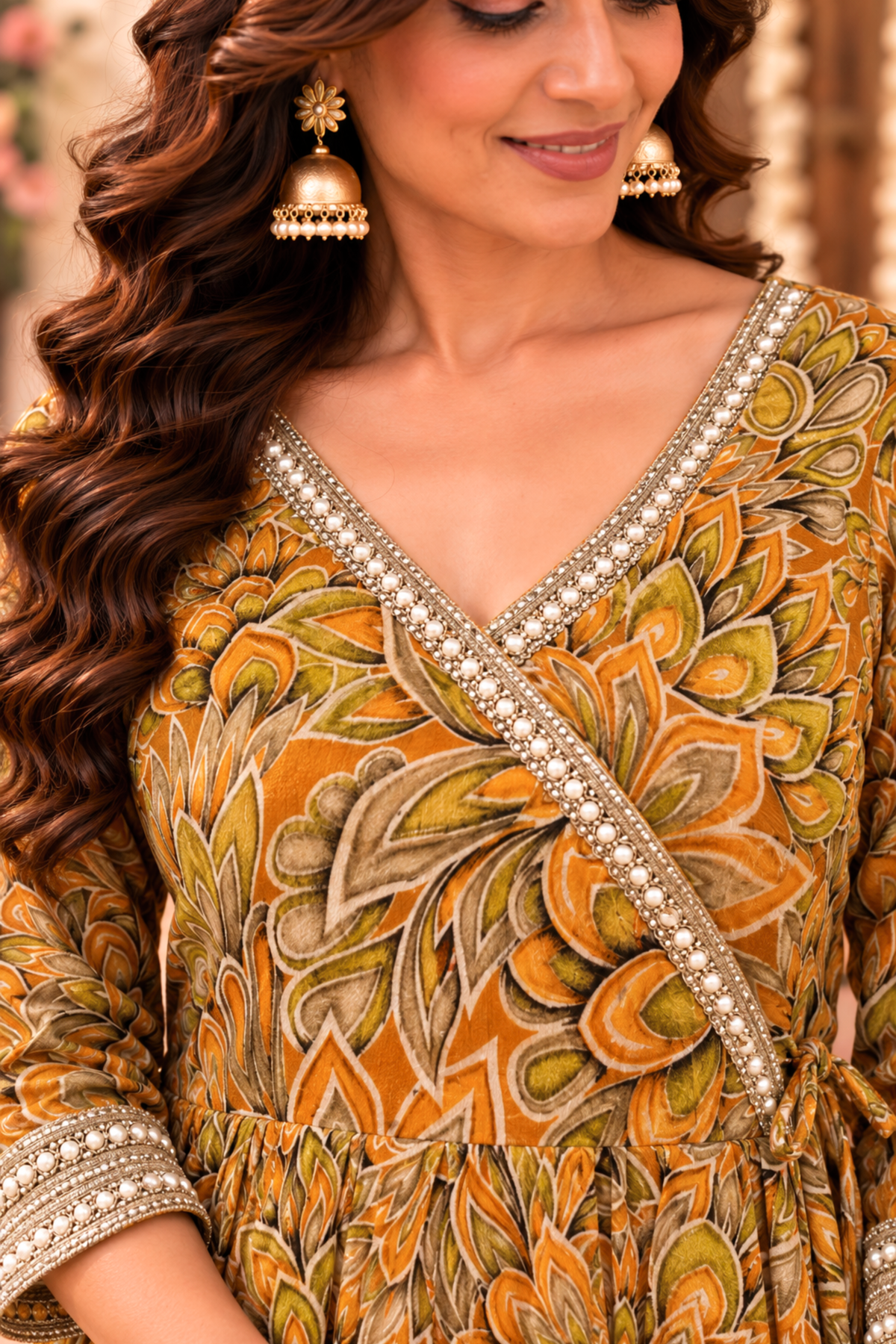 Gleamy Sunlit Chinon Anarkali Set