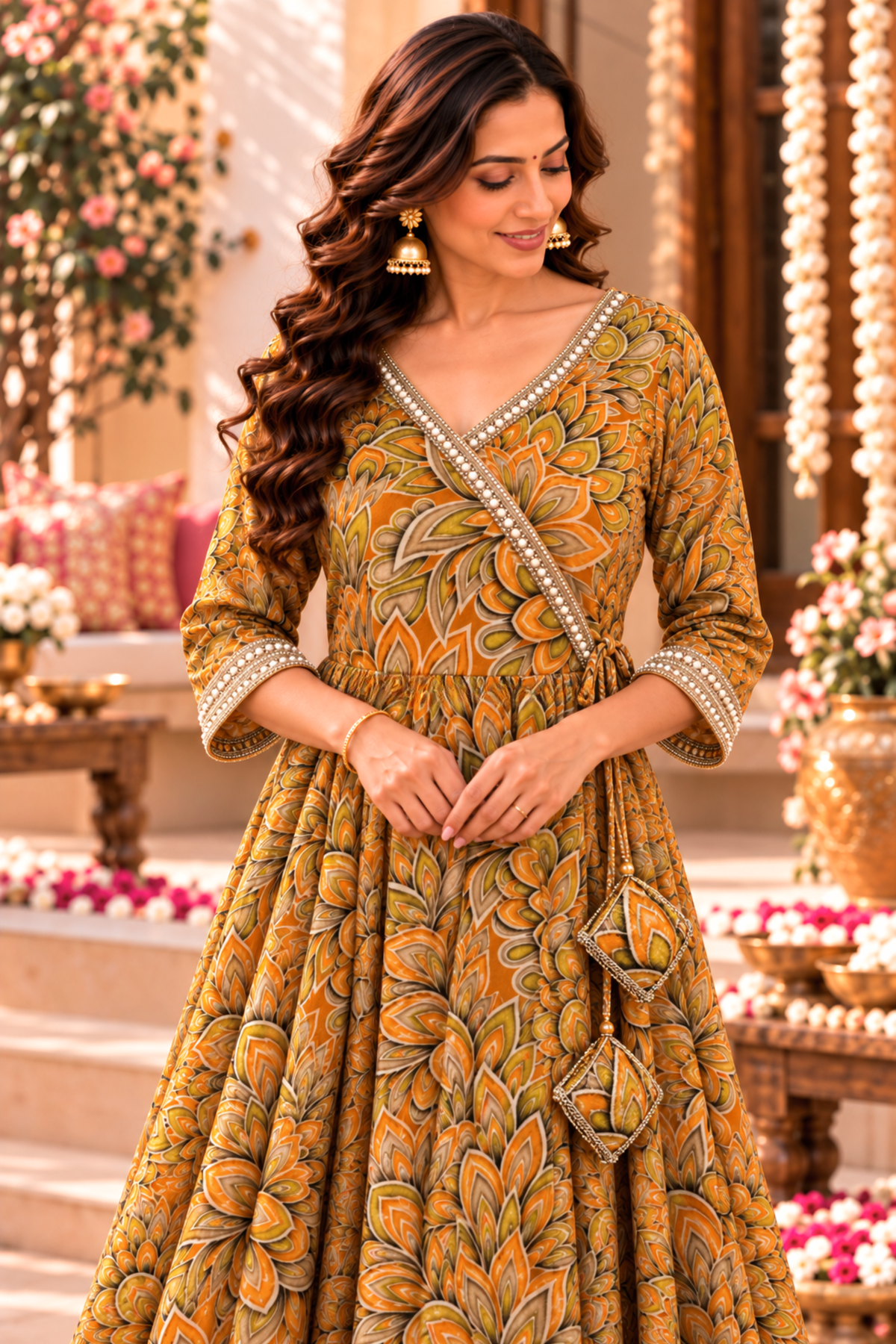 Gleamy Sunlit Chinon Anarkali Set