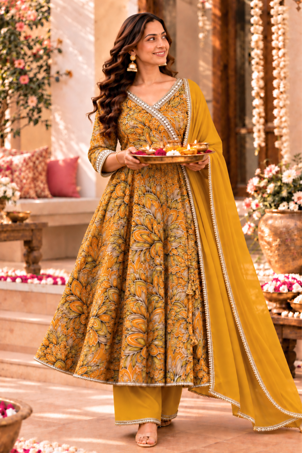Gleamy Sunlit Chinon Anarkali Set