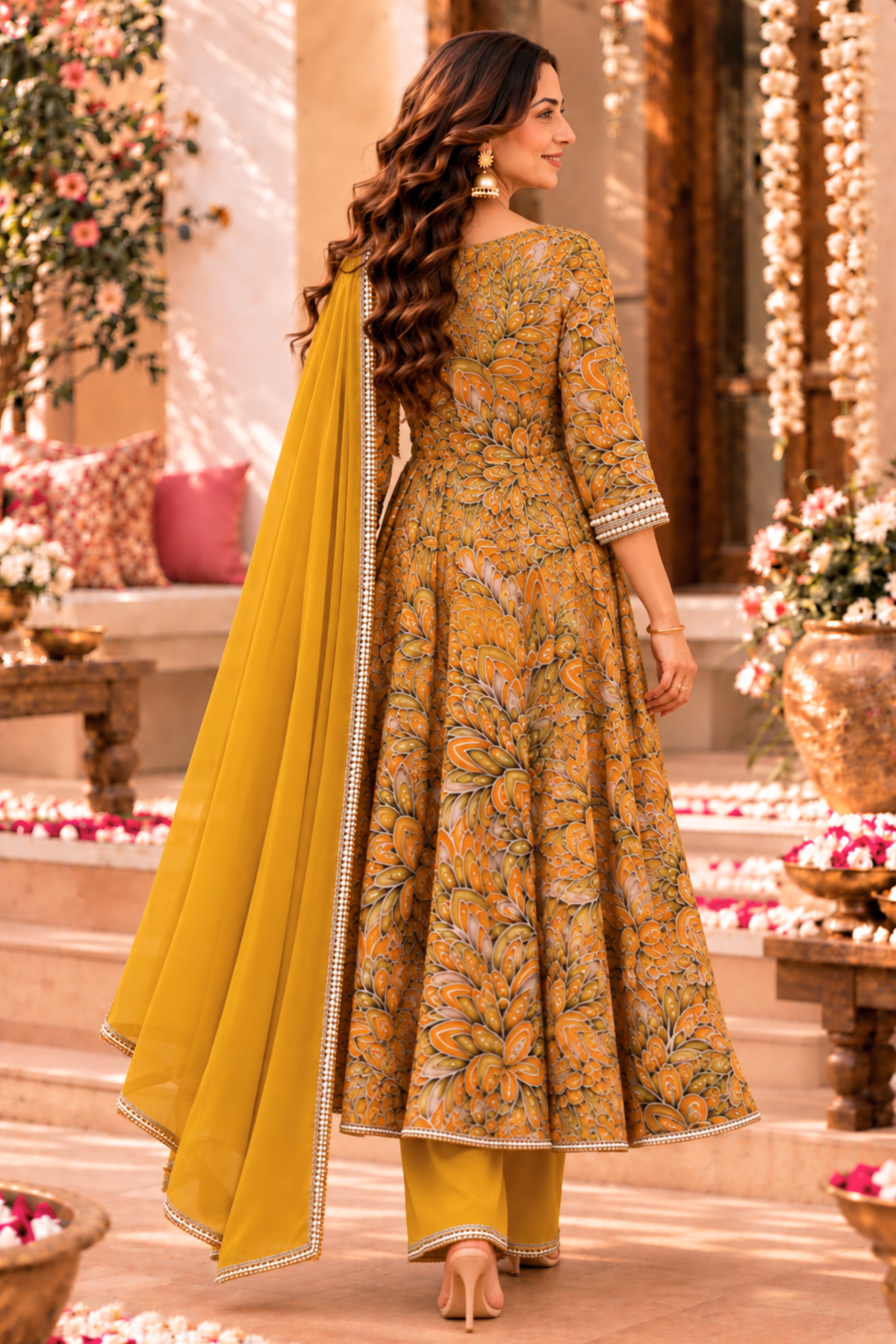Gleamy Sunlit Chinon Anarkali Set