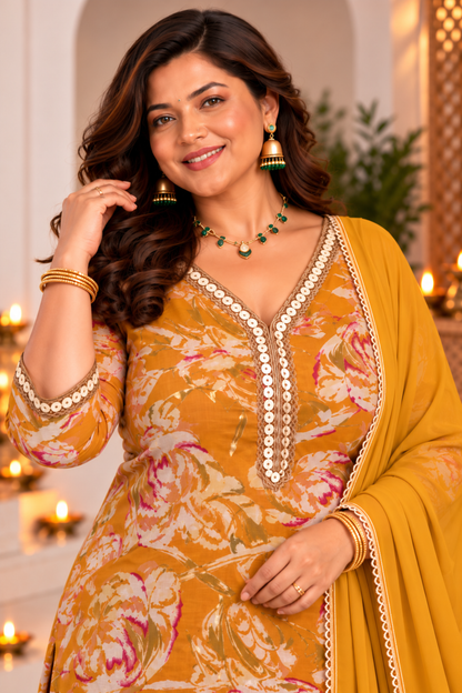 Sunehri Noor Foil Printed Salwar Suit