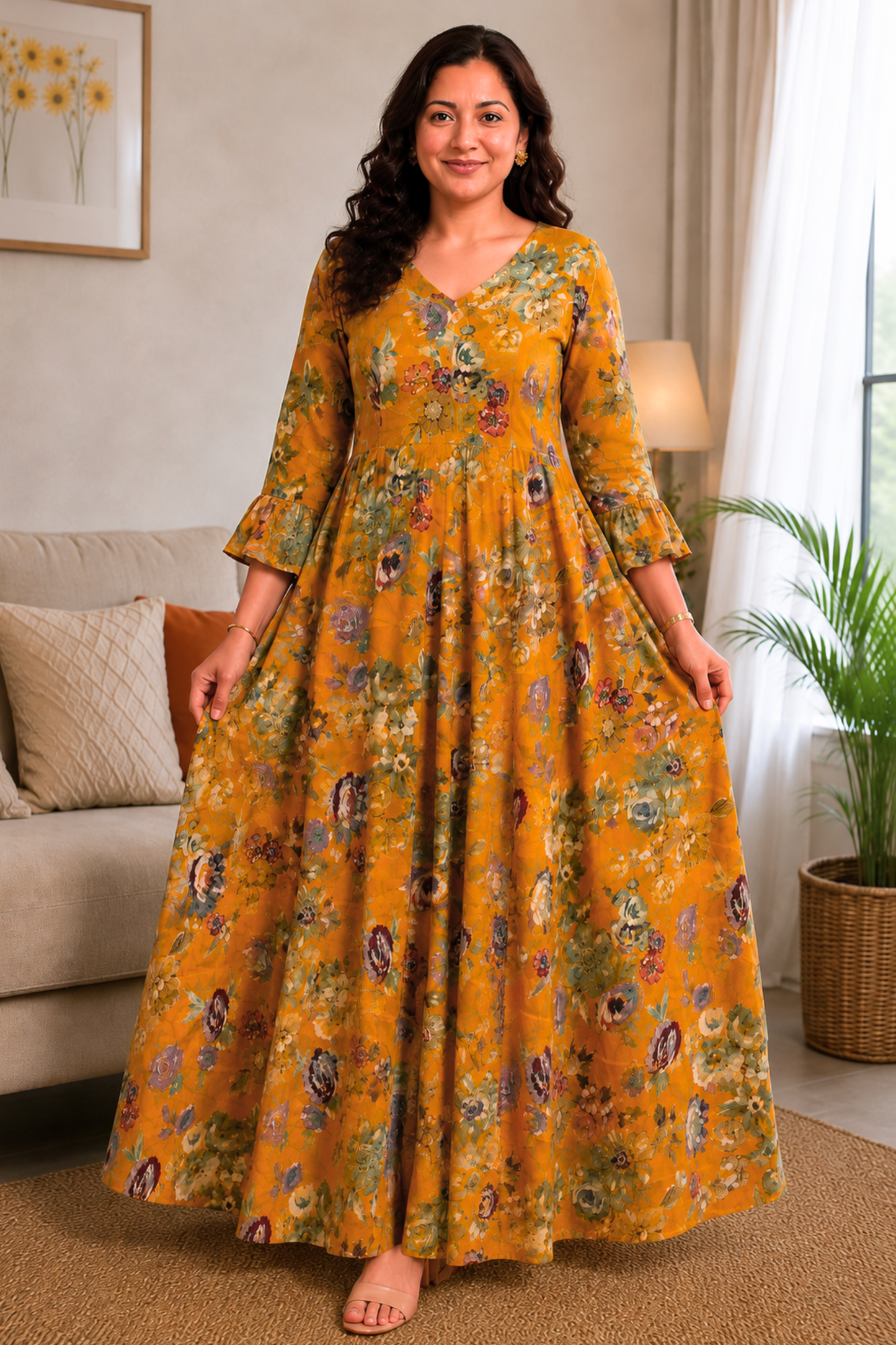 Saffron Jardin Floral Dress With Pockets