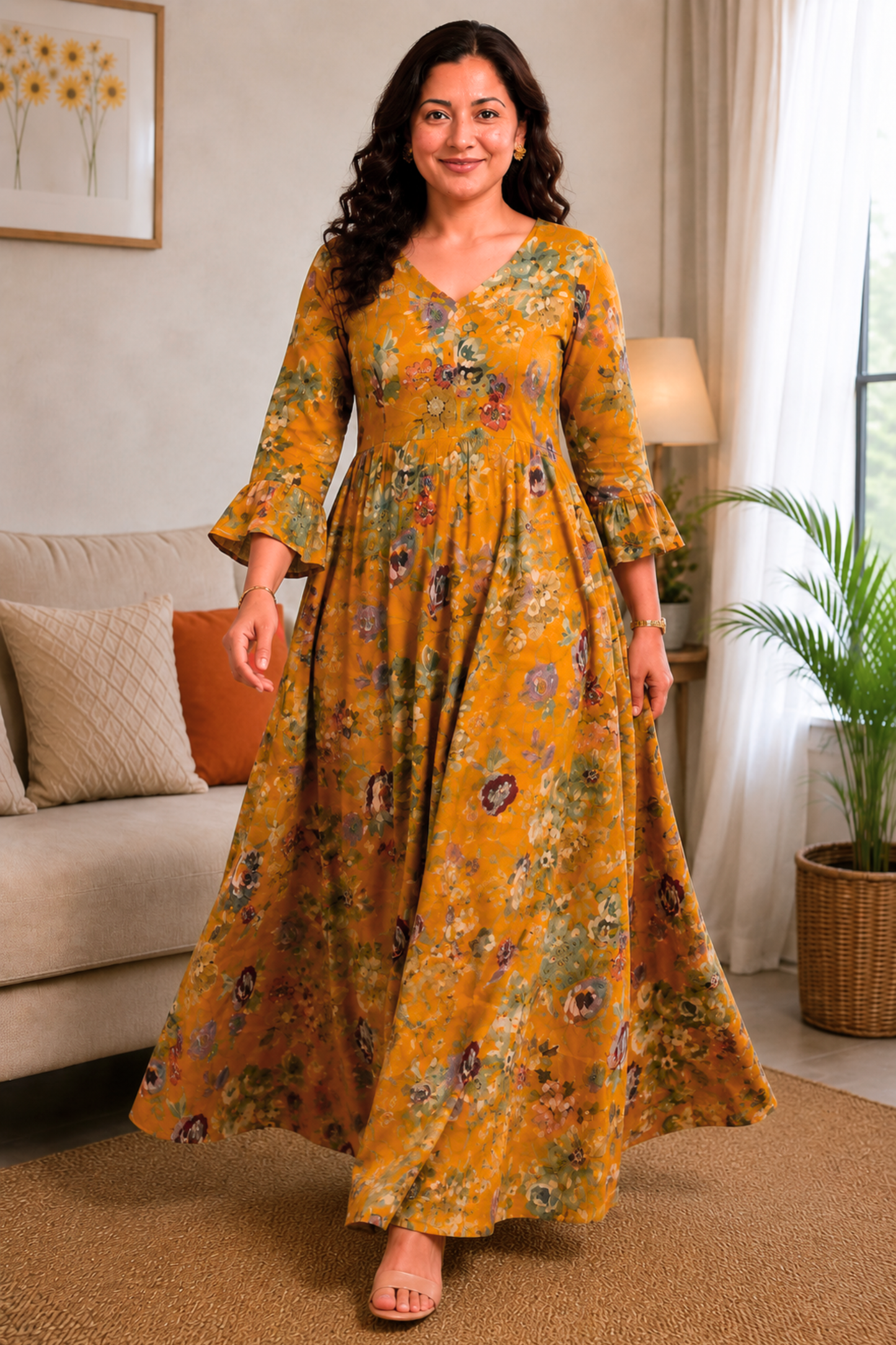 Saffron Jardin Floral Dress With Pockets