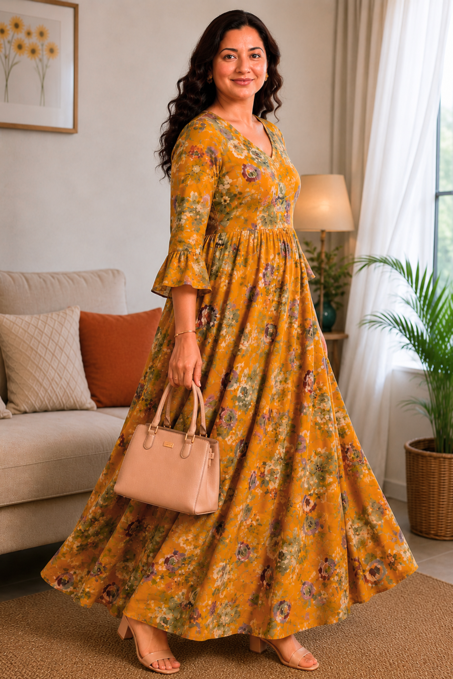 Saffron Jardin Floral Dress With Pockets