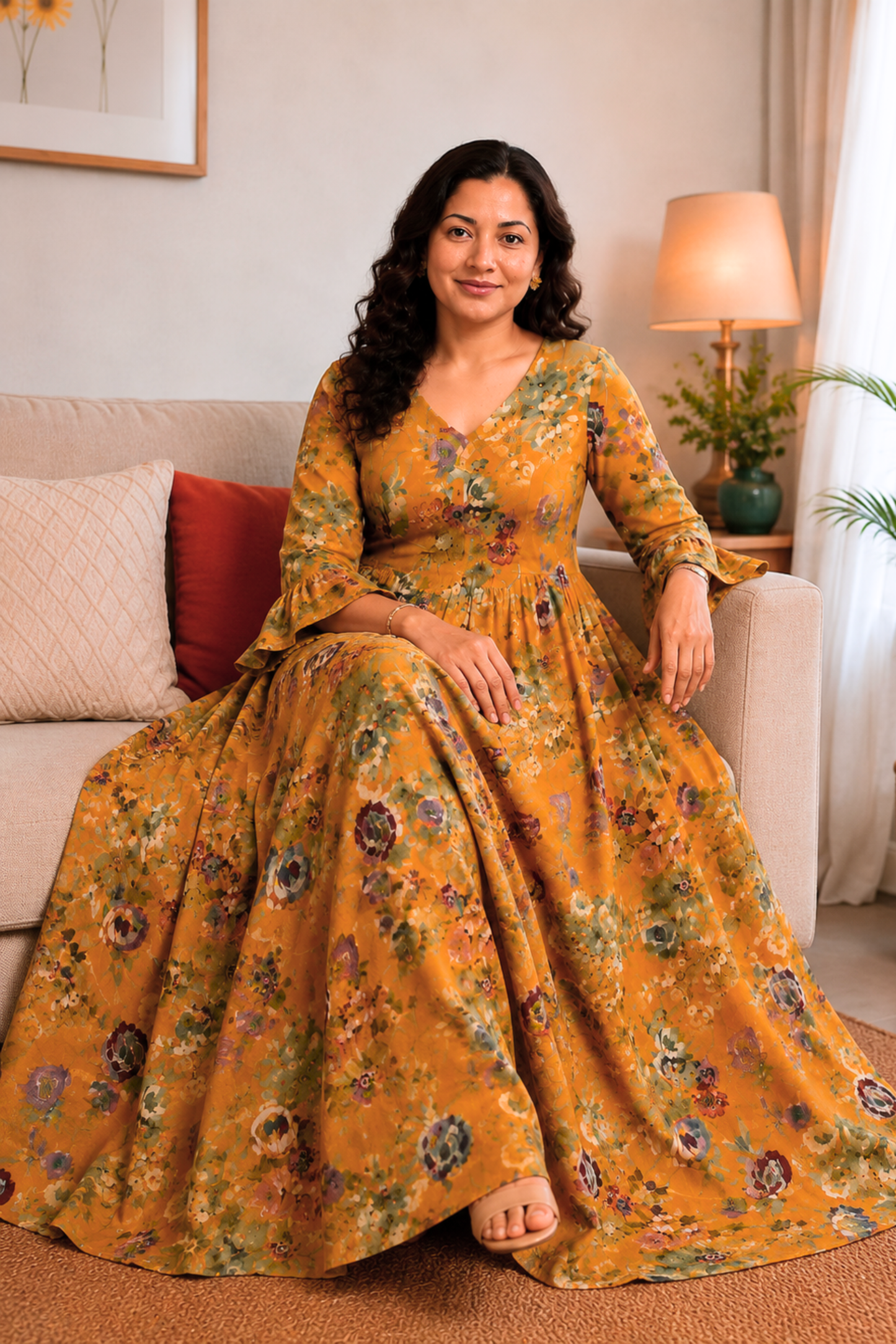 Saffron Jardin Floral Dress With Pockets