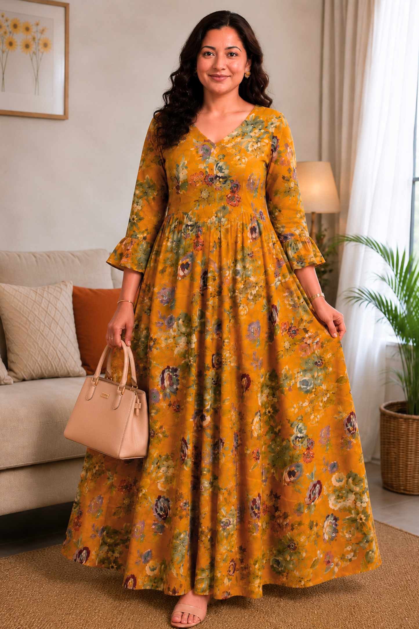 Saffron Jardin Floral Dress With Pockets