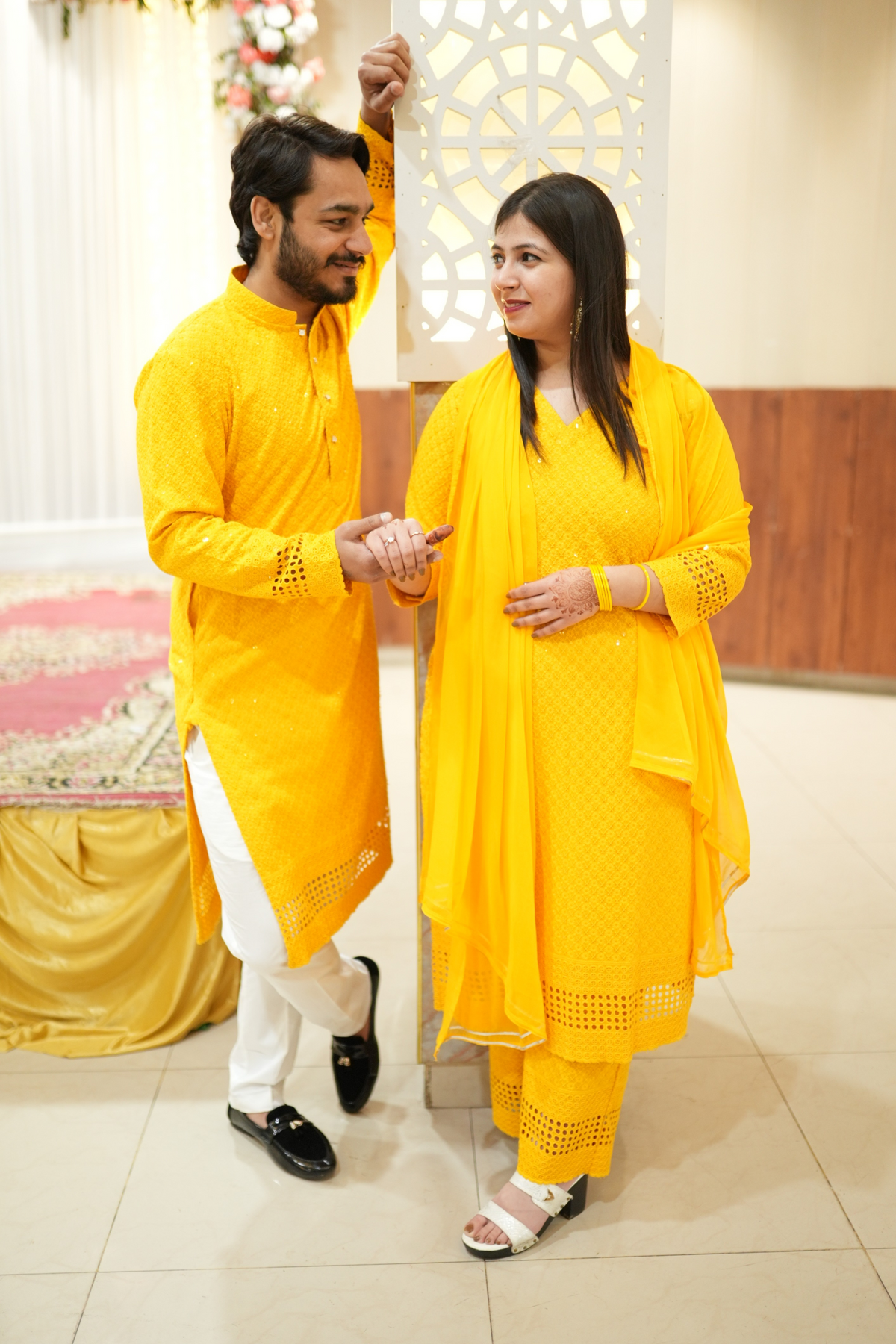 Buy Plus Size ​Mustard Gold Sequined Suit Set At Apella | Sizes XS to 10 XL | India | Free Delivery | Customized