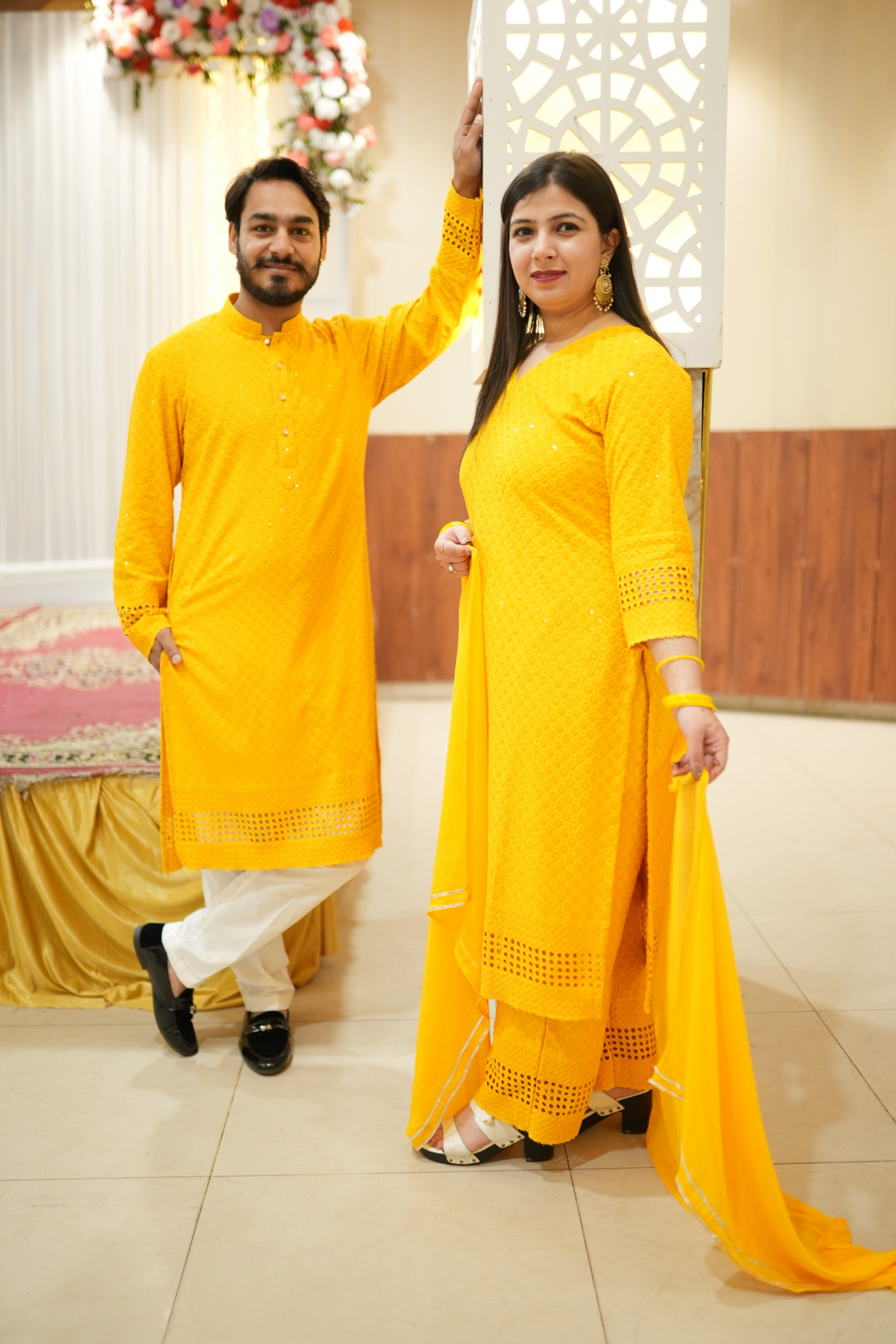 Buy Plus Size ​Mustard Gold Sequined Suit Set At Apella | Sizes XS to 10 XL | India | Free Delivery | Customized