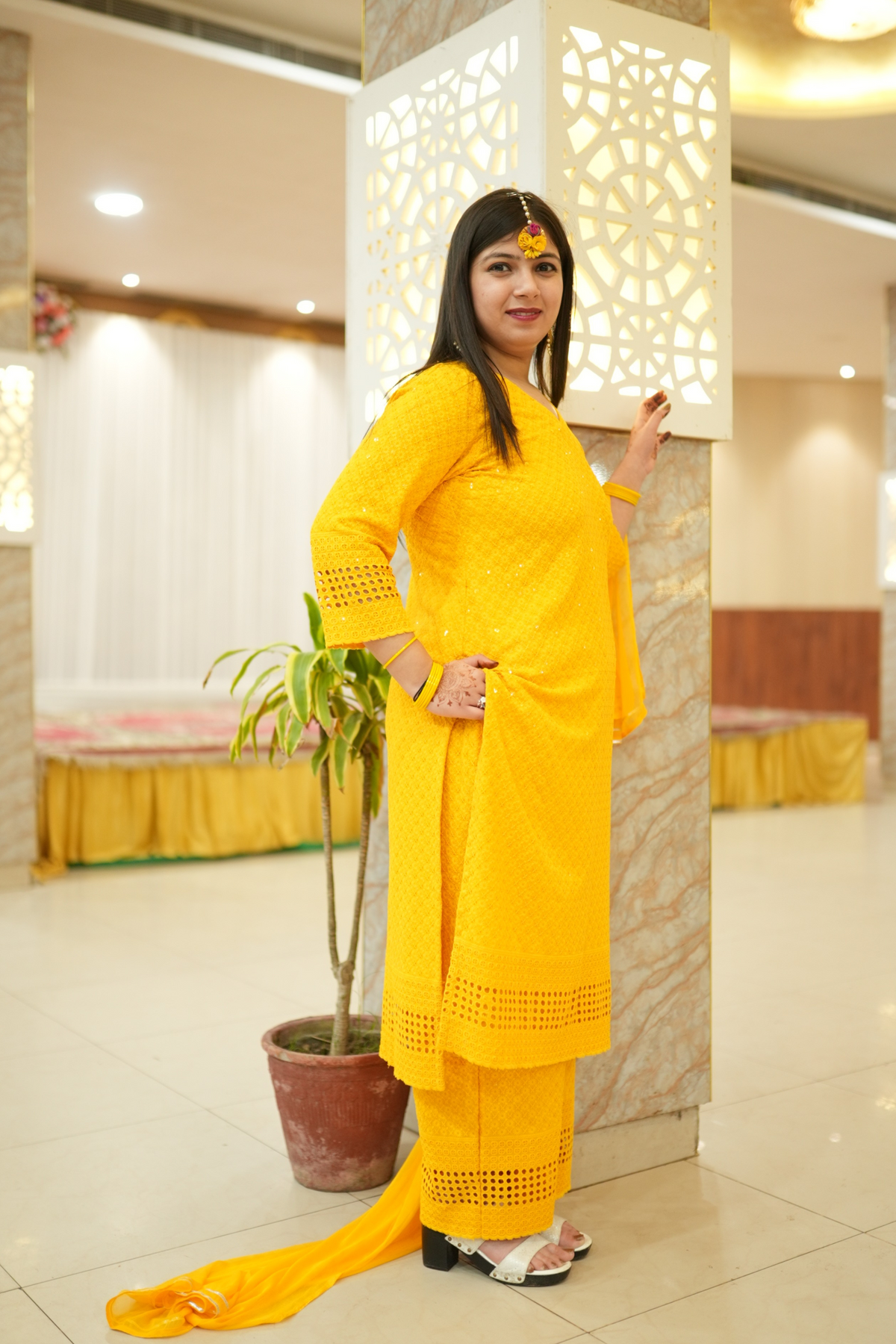 Buy Plus Size ​Mustard Gold Sequined Suit Set At Apella | Sizes XS to 10 XL | India | Free Delivery | Customized