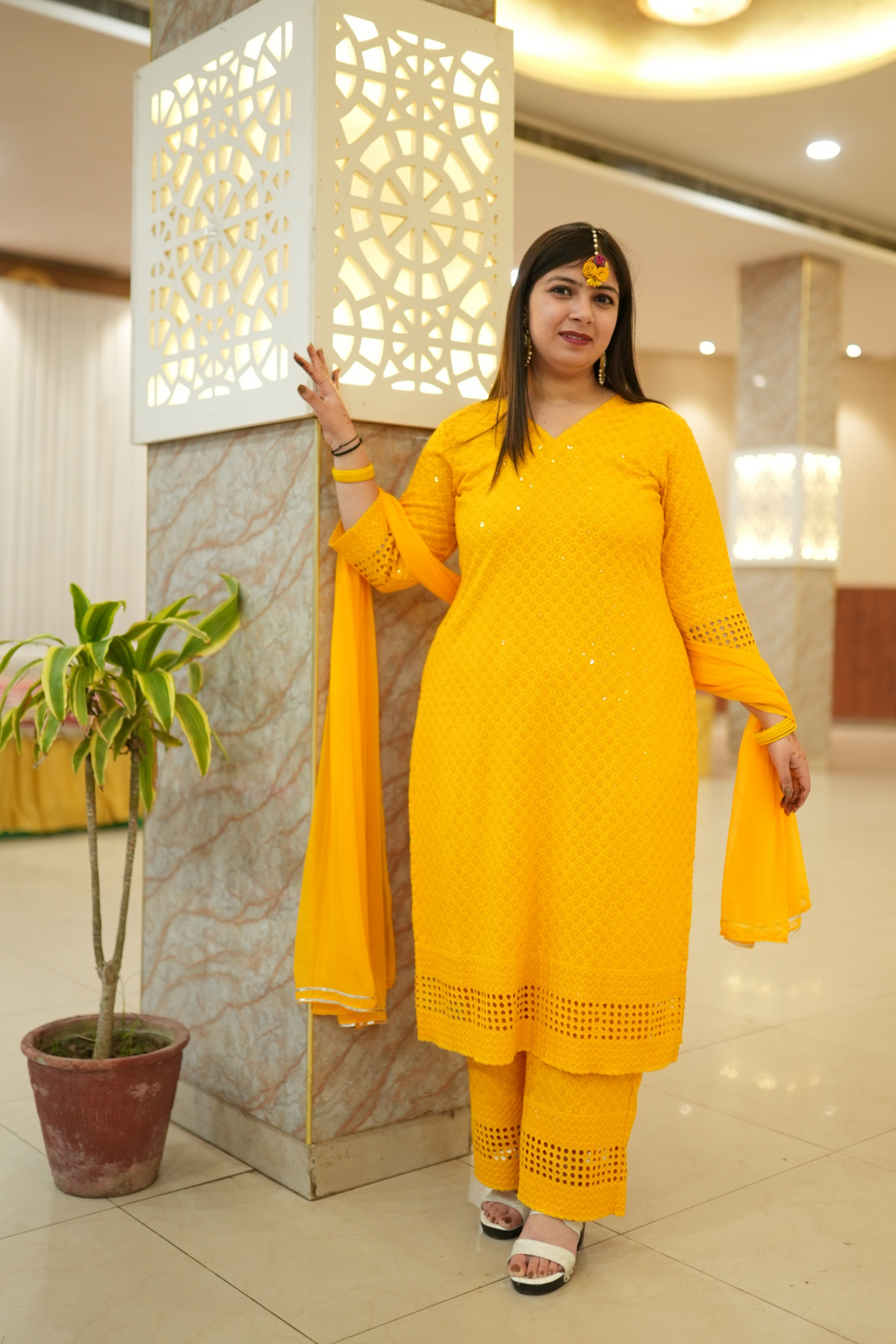 Buy Plus Size ​Mustard Gold Sequined Suit Set At Apella | Sizes XS to 10 XL | India | Free Delivery | Customized