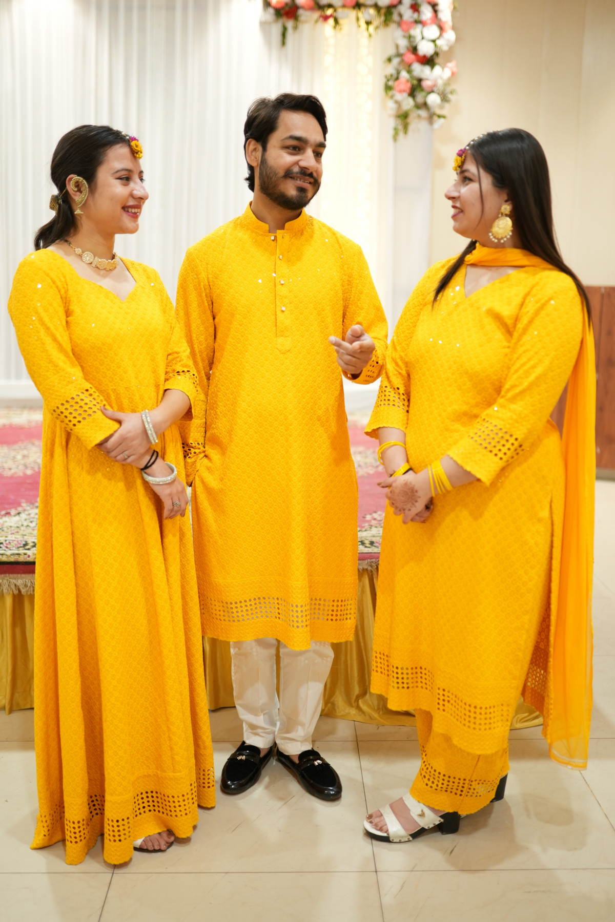 Buy Plus Size ​Mustard Gold Sequined Suit Set At Apella | Sizes XS to 10 XL | India | Free Delivery | Customized