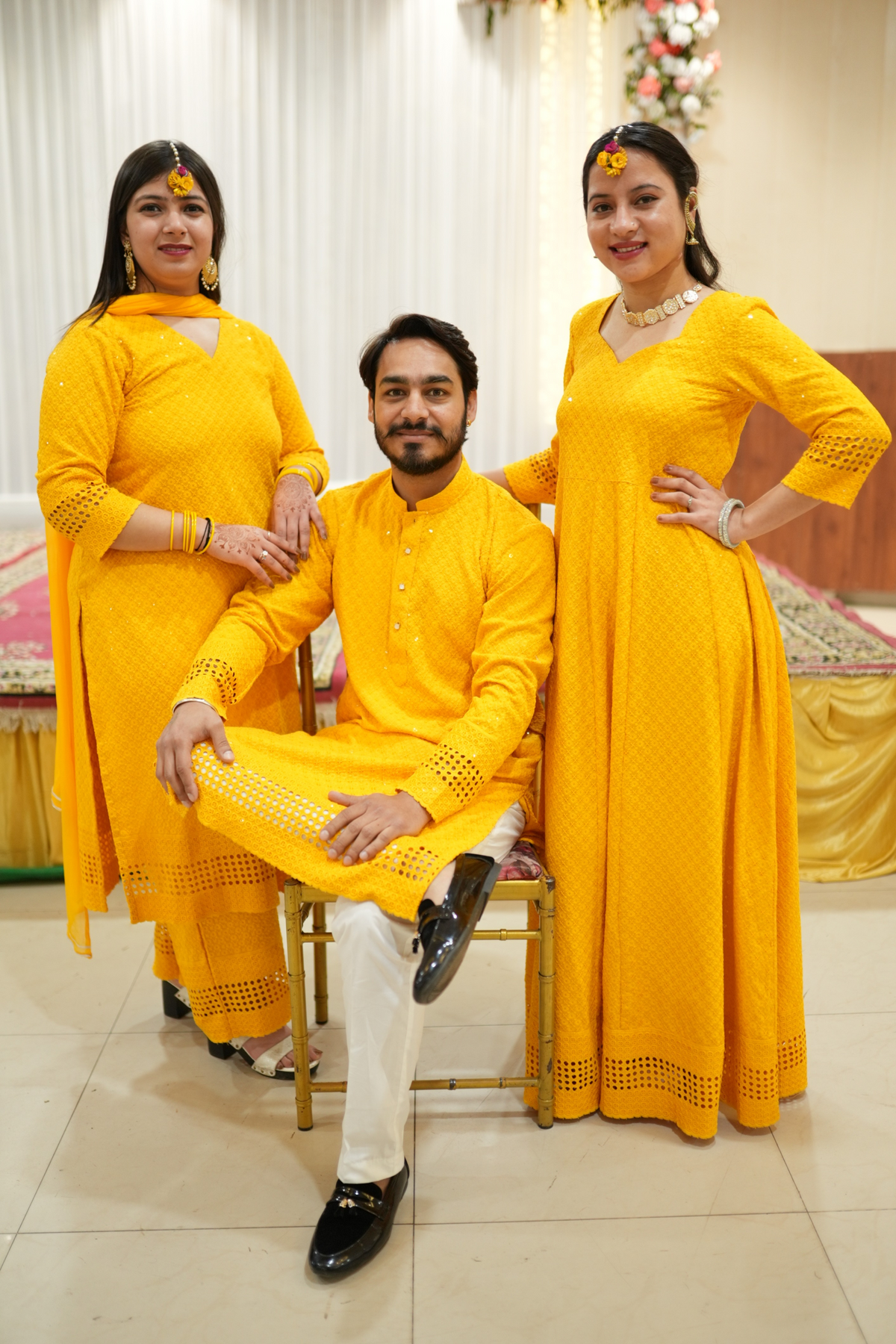 Buy Plus Size ​Mustard Gold Sequined Suit Set At Apella | Sizes XS to 10 XL | India | Free Delivery | Customized
