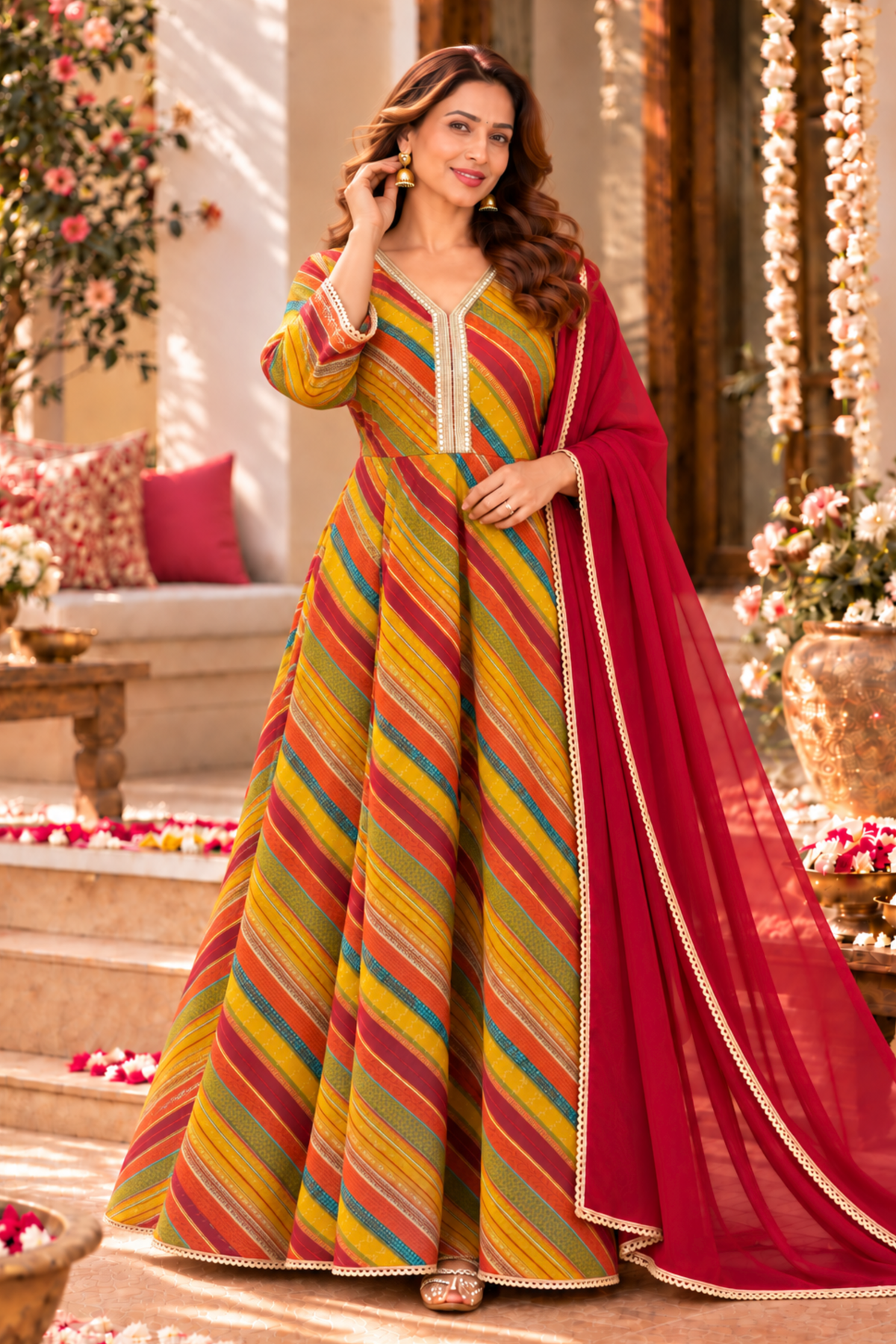 Retro Carnival Foiled Anarkali Dress