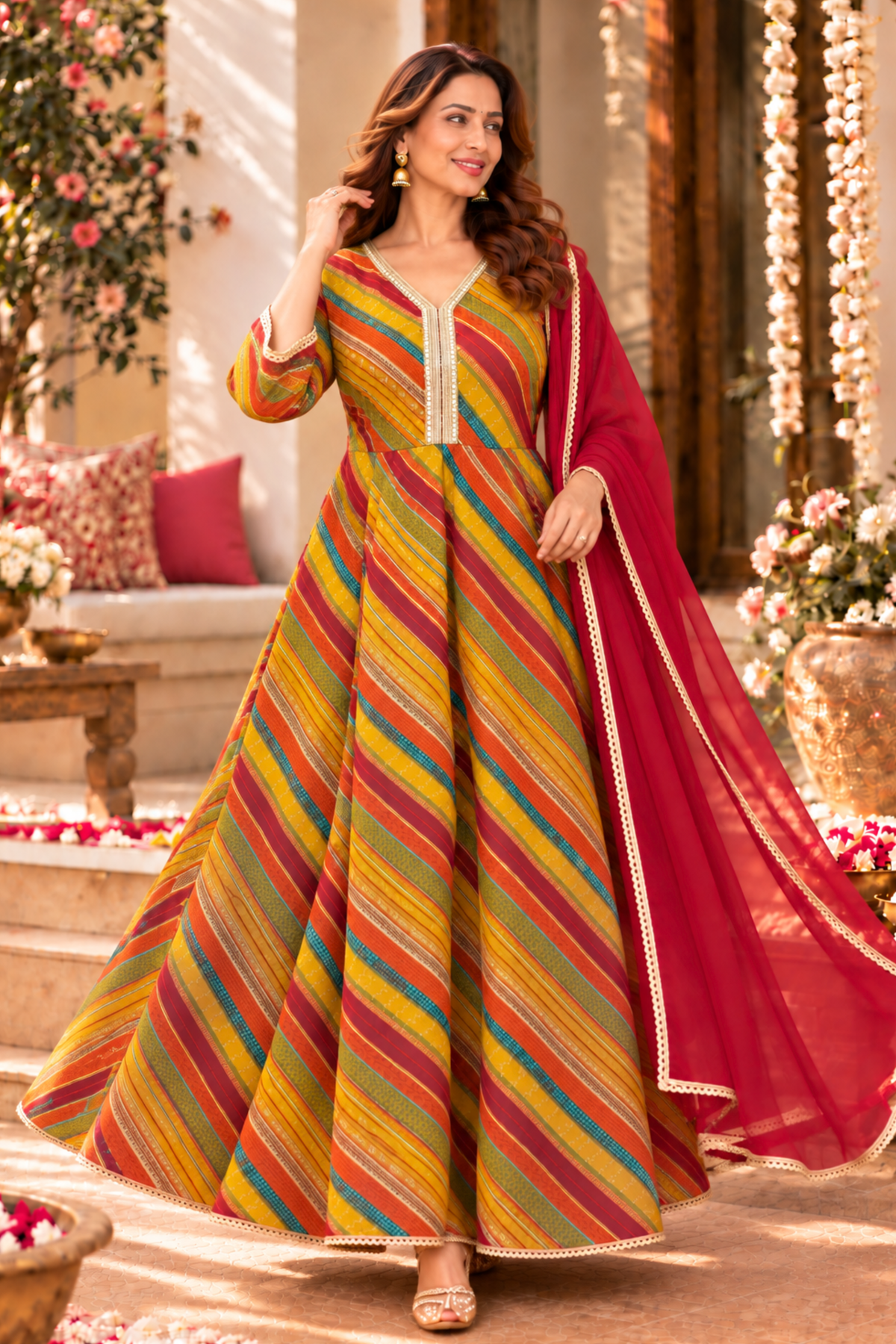 Retro Carnival Foiled Anarkali Dress