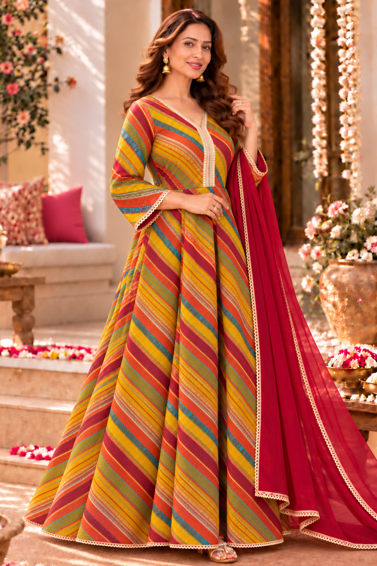 Retro Carnival Foiled Anarkali Dress