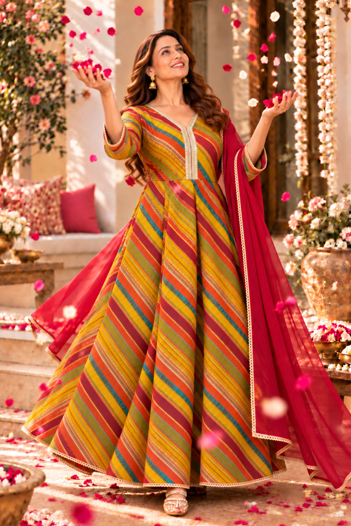 Retro Carnival Foiled Anarkali Dress
