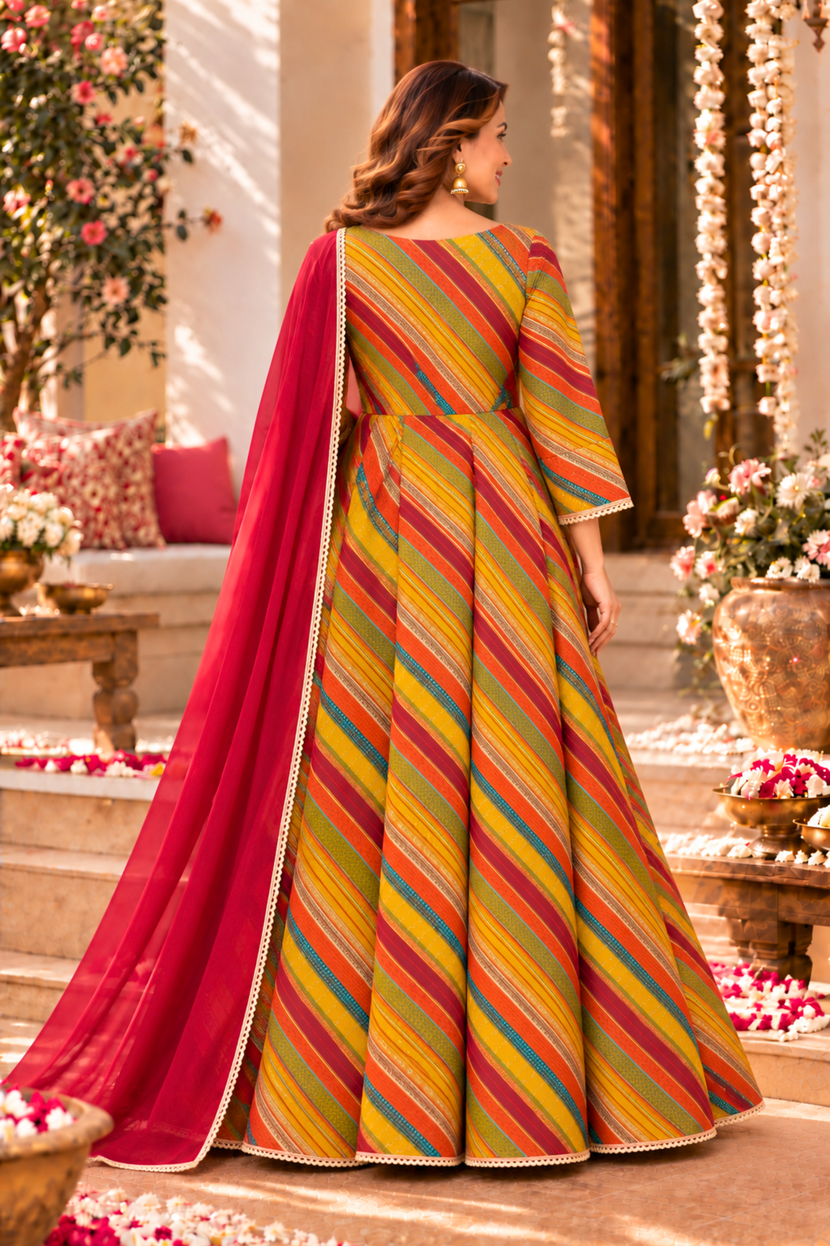 Retro Carnival Foiled Anarkali Dress