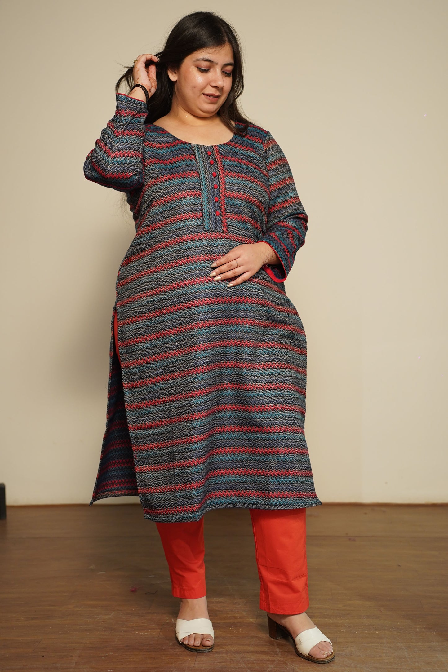 Nautical Flame Woollen Kurta