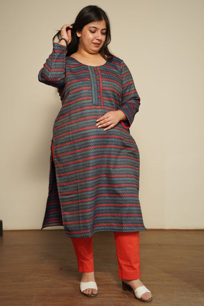 Nautical Flame Woollen Kurta Set