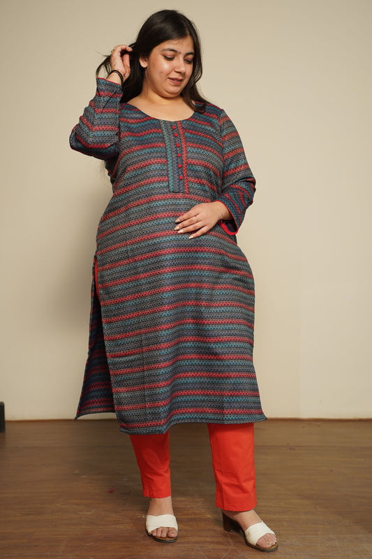 Nautical Flame Woollen Kurta