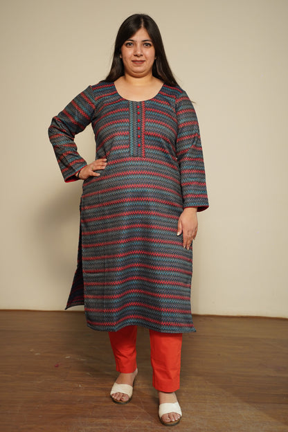 Nautical Flame Woollen Kurta Set